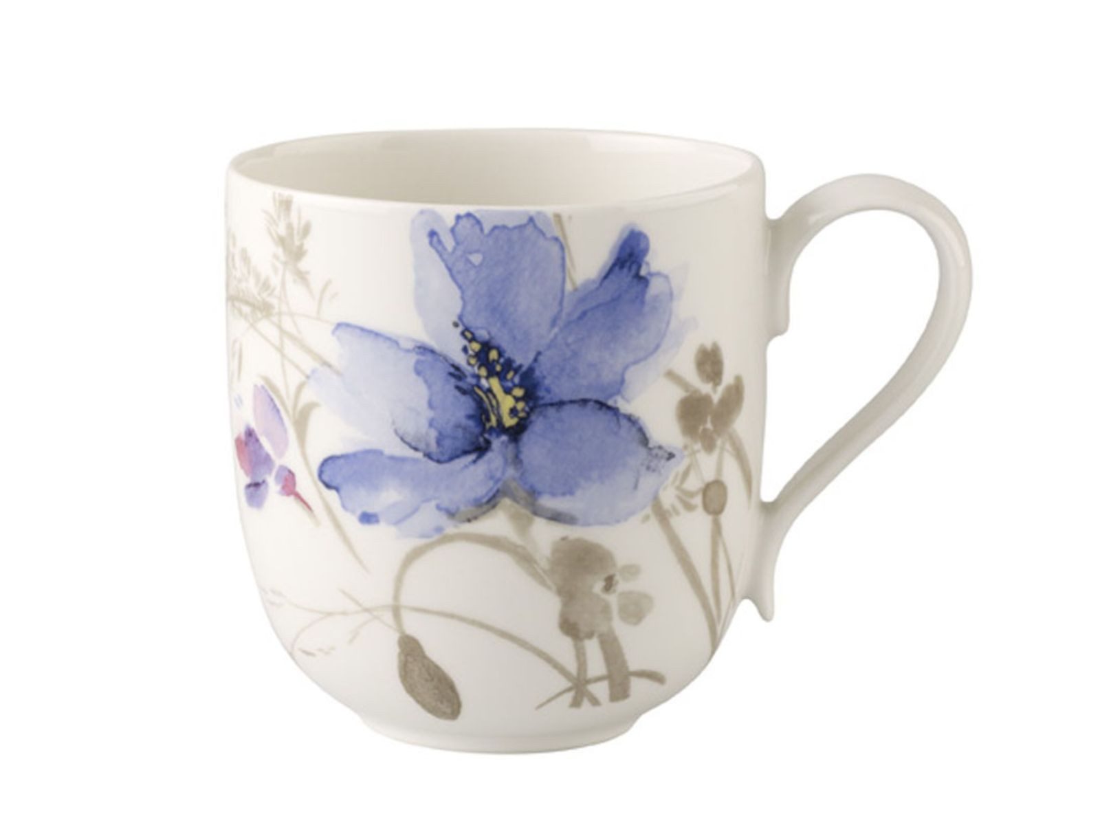 Villeroy & Boch Becher Mariefleur Gris Basic Becher mit Henkel 0,35 l, Premium Porcelain