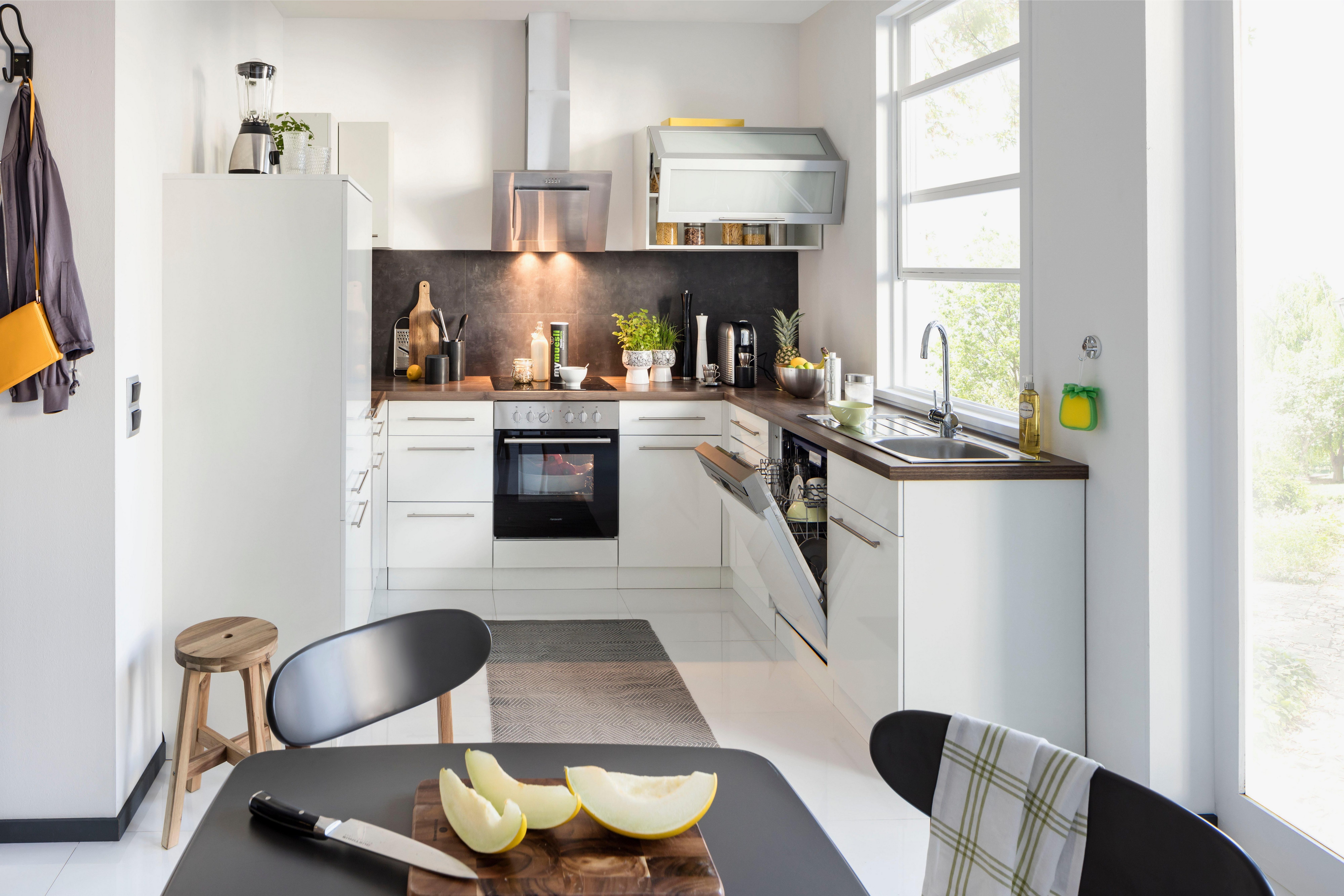 wiho Küchen weiß vollintegrierbaren Glanz/weiß Flexi2, für Geschirrspüler Frontblende
