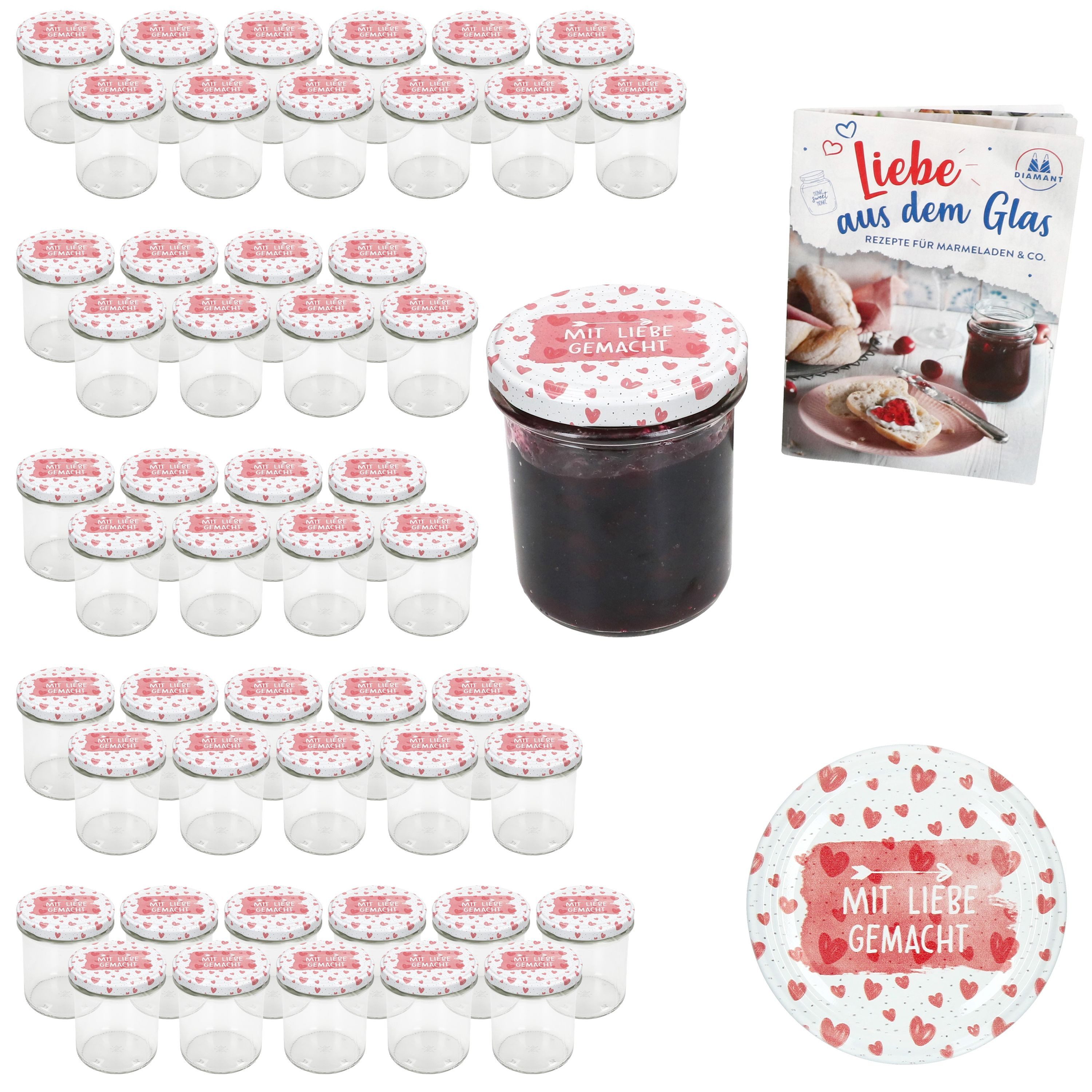 Einmachglas 50er Set Sturzglas 350ml Einmachglas Mit Liebe gemacht Deckel