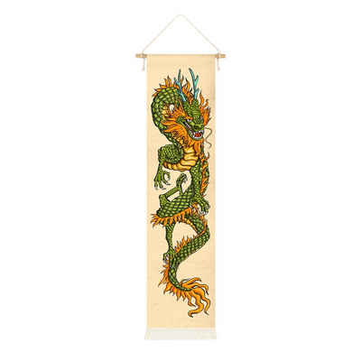 GalaxyCat Poster Asiatisches Drachen Rollbild, Asian Dragon, Wandbild Drachen Farbdru, Chinesischer Drache, Farbdruck eines chinesischen Anime Drachen
