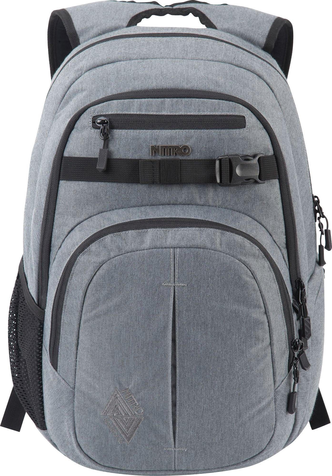 NITRO Schulrucksack Chase, Alltagsrucksack, Rucksack für Freizeit, Schule, Arbeit und Reise black noise