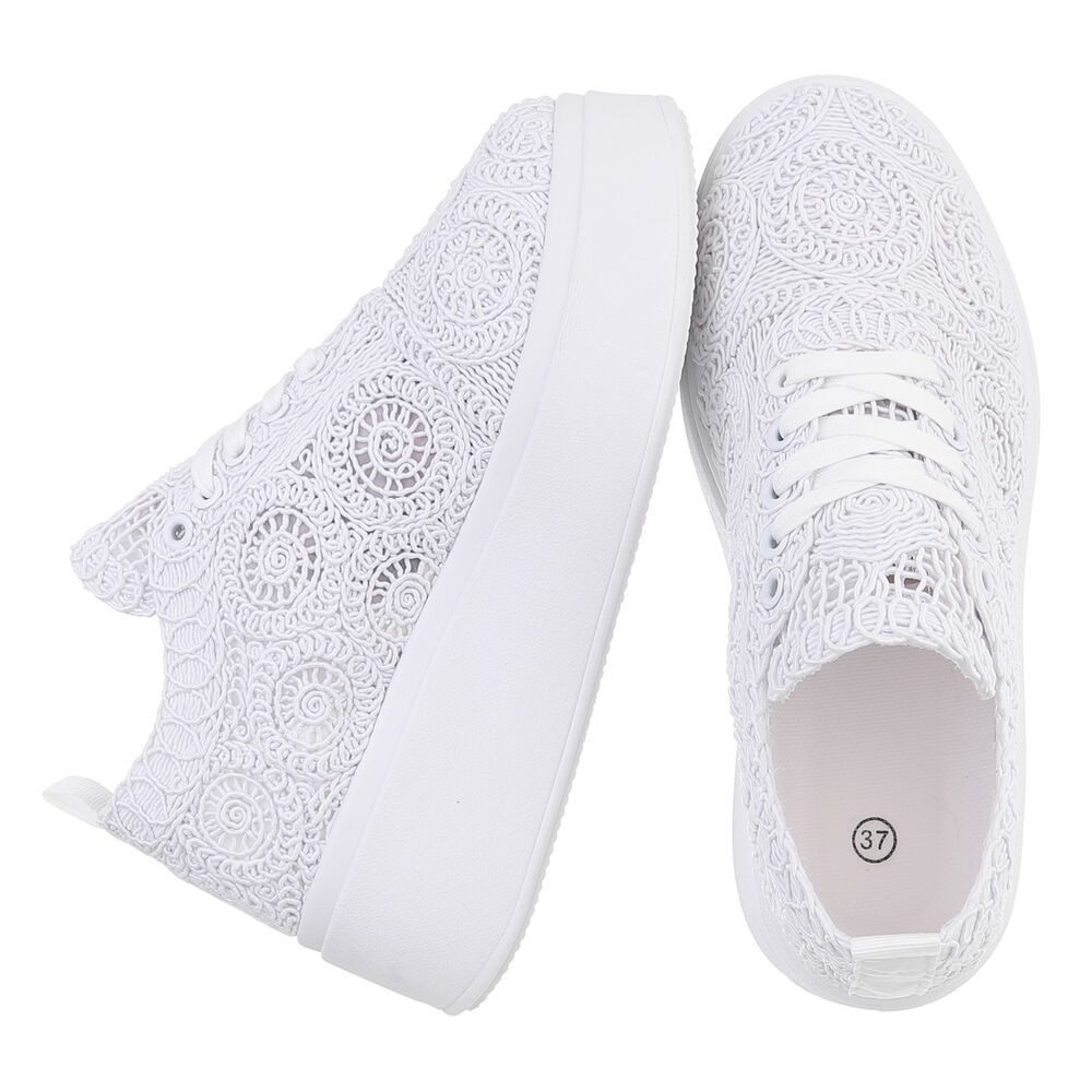 Ital-Design Damen Sneaker mit erhöhtem Komfort und kunstvollem Design Sneaker (91116866) Keilabsatz/Wedge Sneakers Low in Weiß