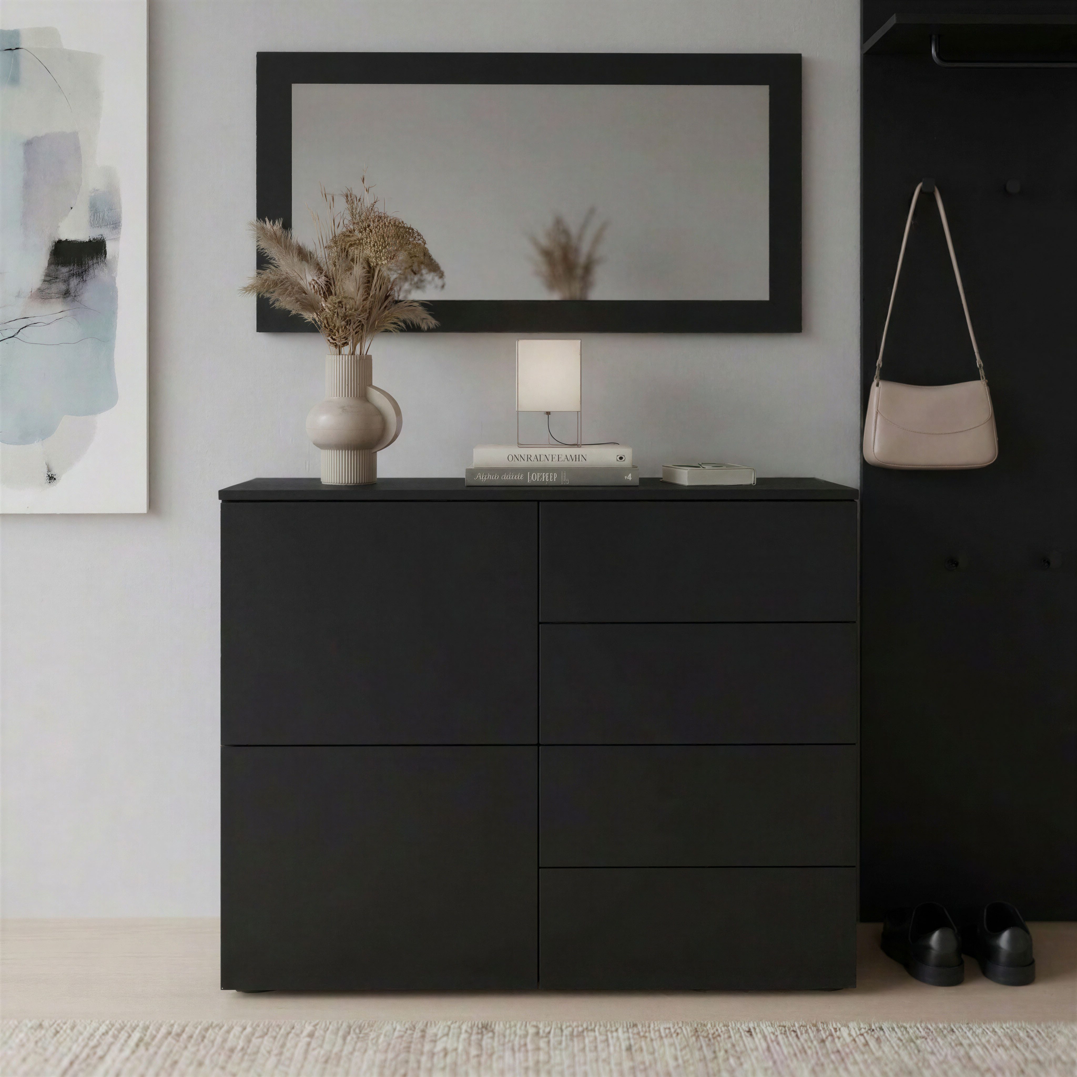 borchardt Möbel Kommode Rova, Sideboard Breite 93 cm, Push-To-Open, verstellbare Einlegeböden, viel Stauraum, Breite 93cm