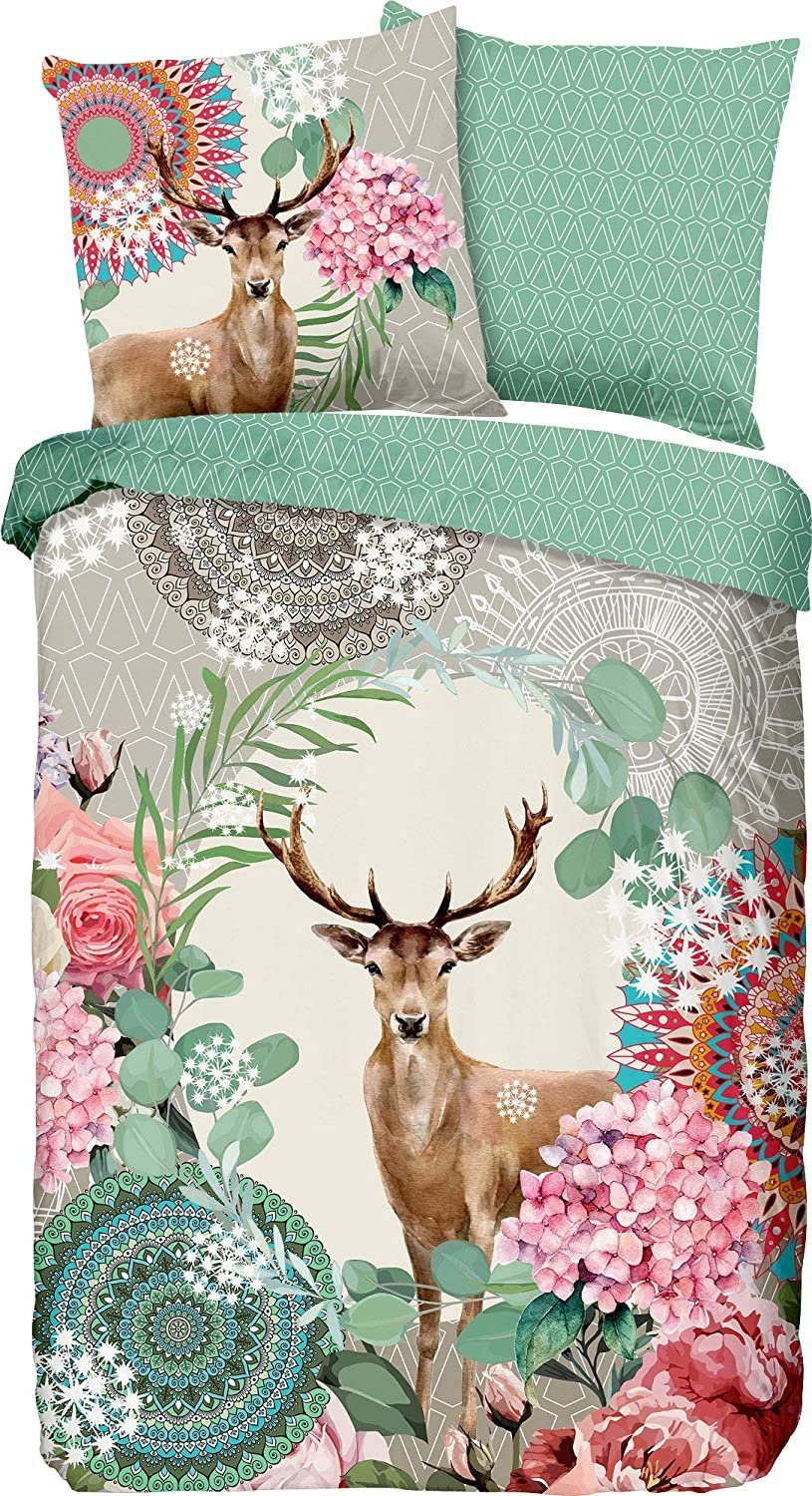 Bettwäsche Hip Flanell Bettwäsche 135x200 Erlenda Hirsch