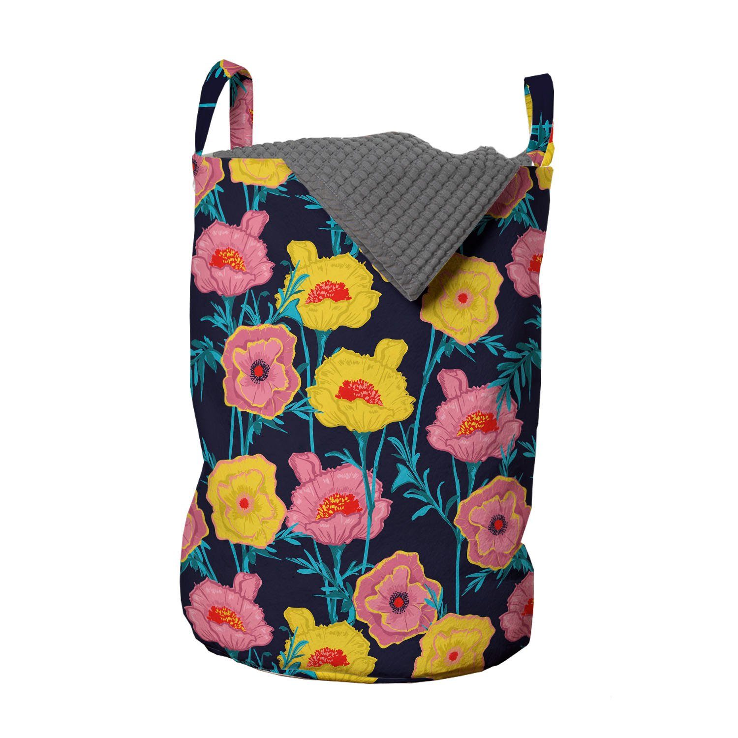 Abakuhaus Wäschesäckchen Wäschekorb mit Griffen Kordelzugverschluss für Waschsalons, Blumen Kontinuierliche Wiesenblumen | Wäschesäcke