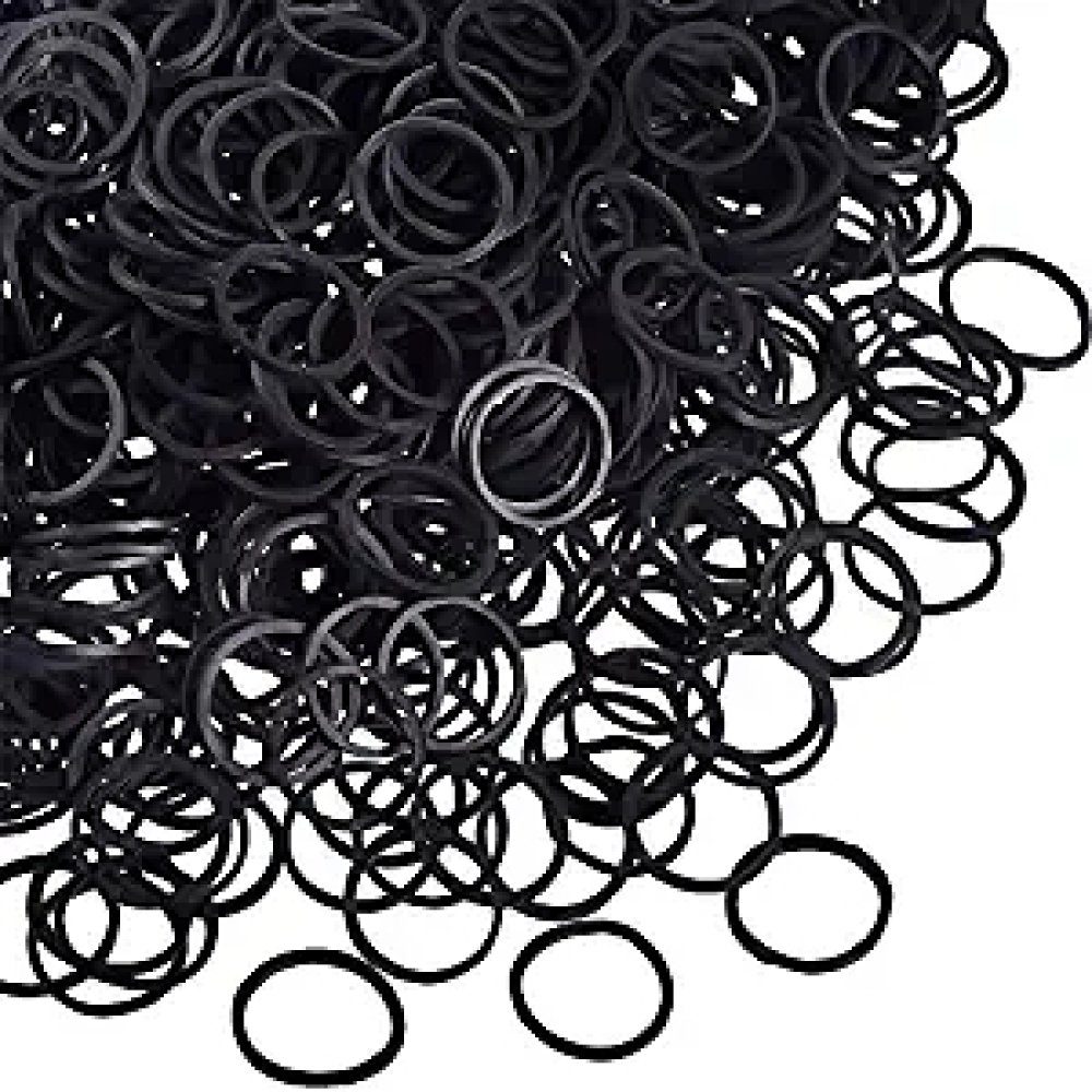 longziming Gummibänder Kleine Gummibänder für schwarze Haargummis, weiche  Bänder(1000 Stück)