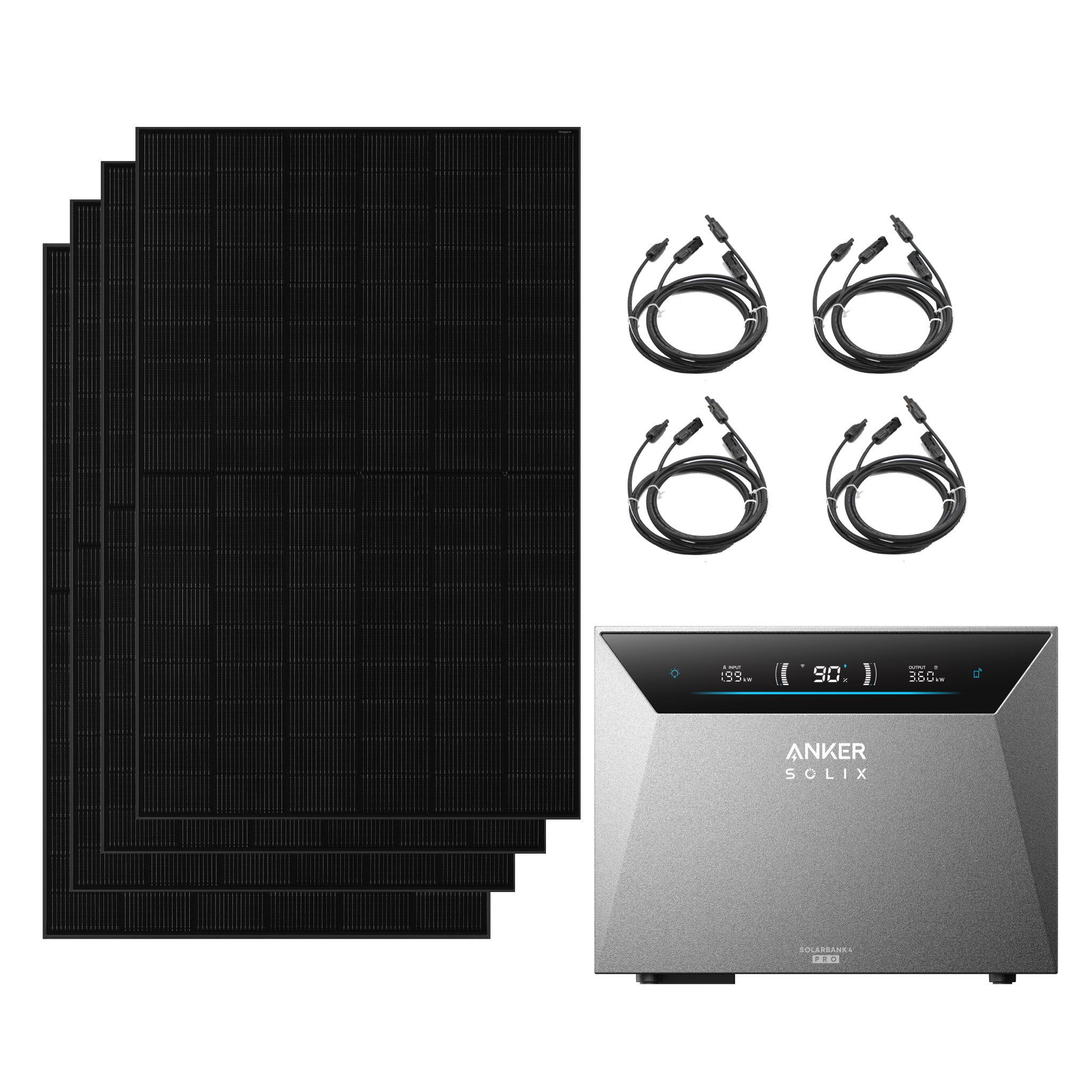 Anker Balkonkraftwerk Anker Solix 2000W PV Komplettset mit Solarbank 4 E5000 Pro, 2500 W, (Set, Erweiterbar auf bis zu 30 kWh, Ohne/Mit BP5000 Erweiterungsakku), IP66, Plug und Play