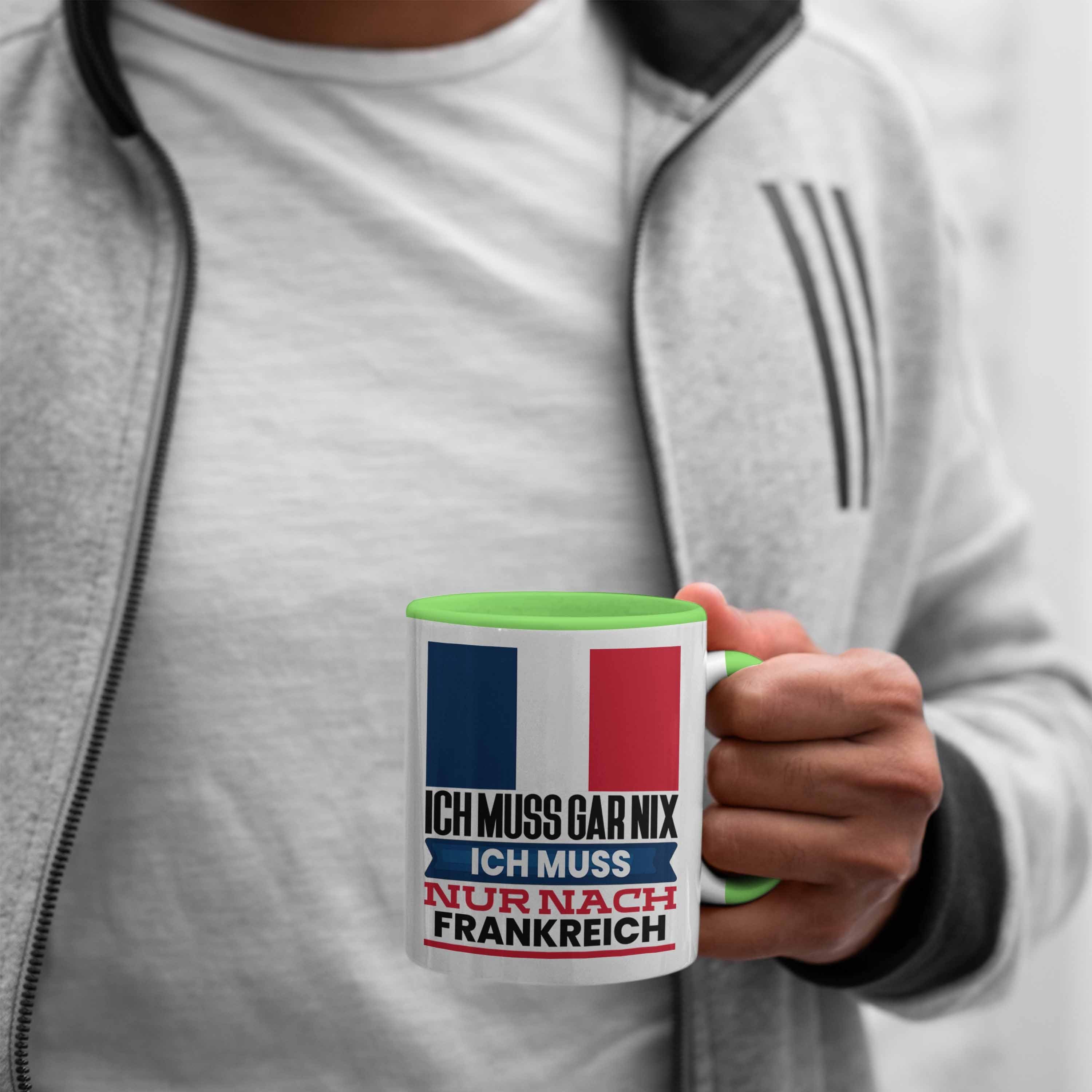 für Frankreich Geschenk Urlaub Geschenkidee Tasse Tasse Trendation Franzosen Grün Geburtstag