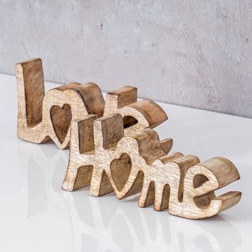 Levandeo® Deko-Schriftzug, Schriftzug Set Love Home BxH 14x7cm Braun Mango Holz Natur Deko
