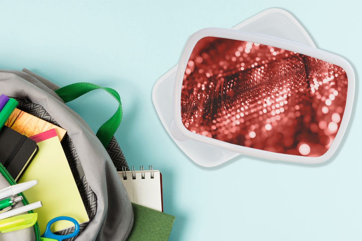 Kunststoff, MuchoWow für Jungs Glitzernder Stoff, Erwachsene, und Kinder Lunchbox und Brotdose, (2-tlg), weiß Brotbox für Mädchen