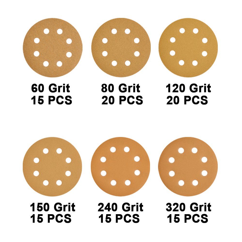 ACROMA Schleifpapier 100 Stück 115mm Klett-Schleifscheiben für Exzenterschleifer,8-Loch, (100 St)