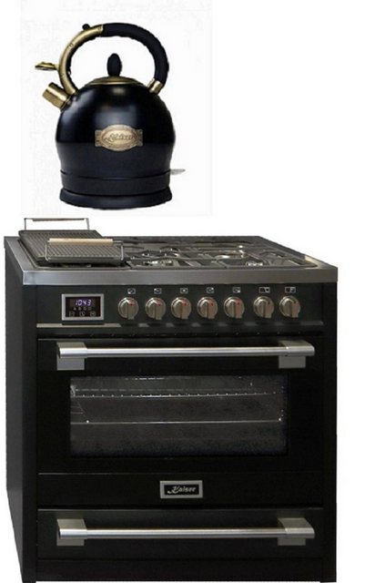 Kaiser Küchengeräte Gas-Standherd HGE93505S+WK 2000 Em, Gas Elektro Standherd 90 cm +Wasserkocher