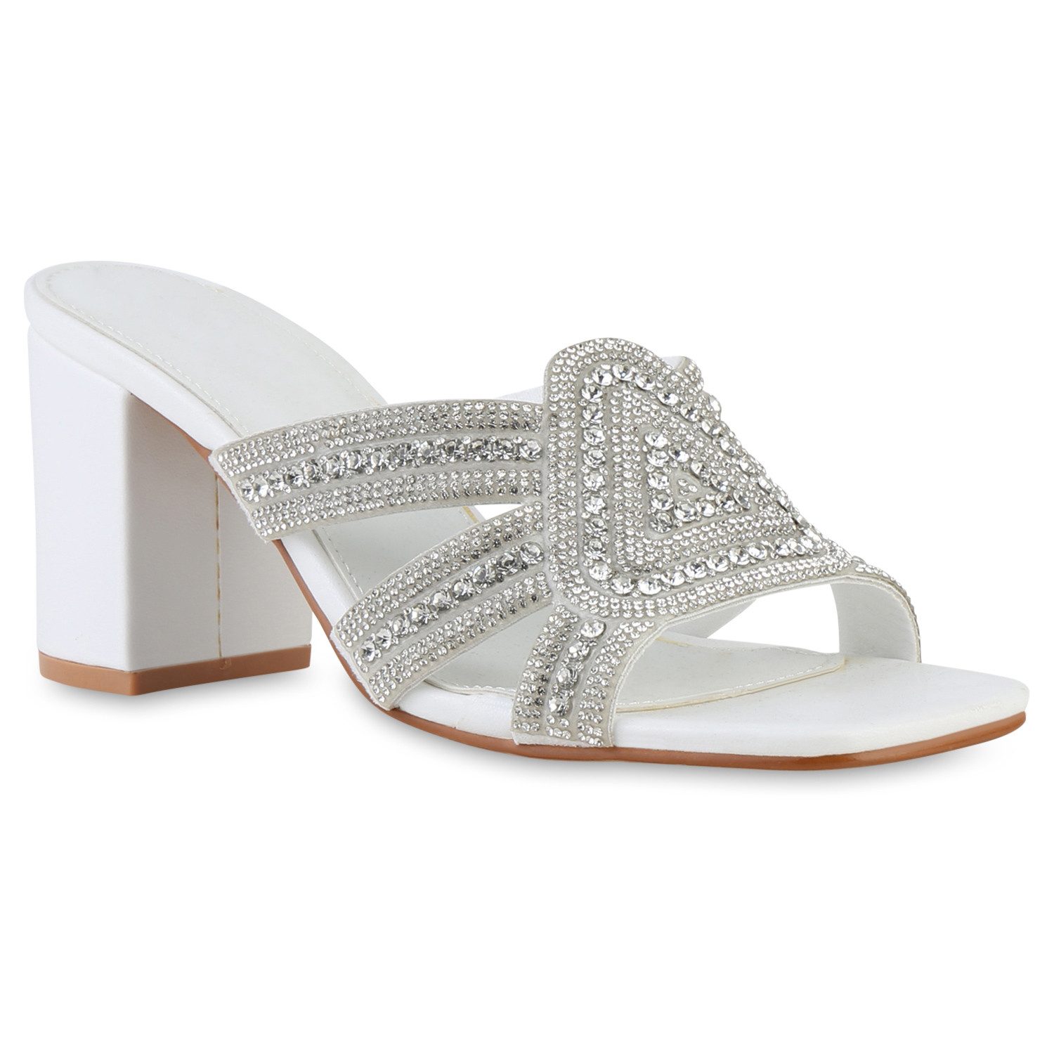 VAN HILL 841539 Sandalette Damen Pantoletten Sandaletten Strass Cut-Outs Ab günstig online kaufen