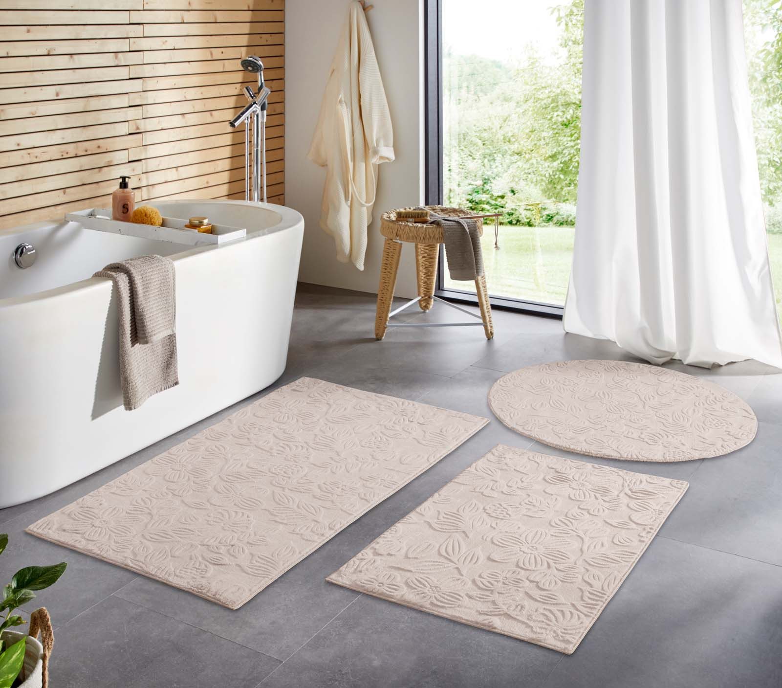 TaraCarpet Teppich TaraCarpet Homestyle 375 Flora, rechteckig, Höhe: 10 mm, Blätteroptik hoch-tief weich waschbar beige 50x80