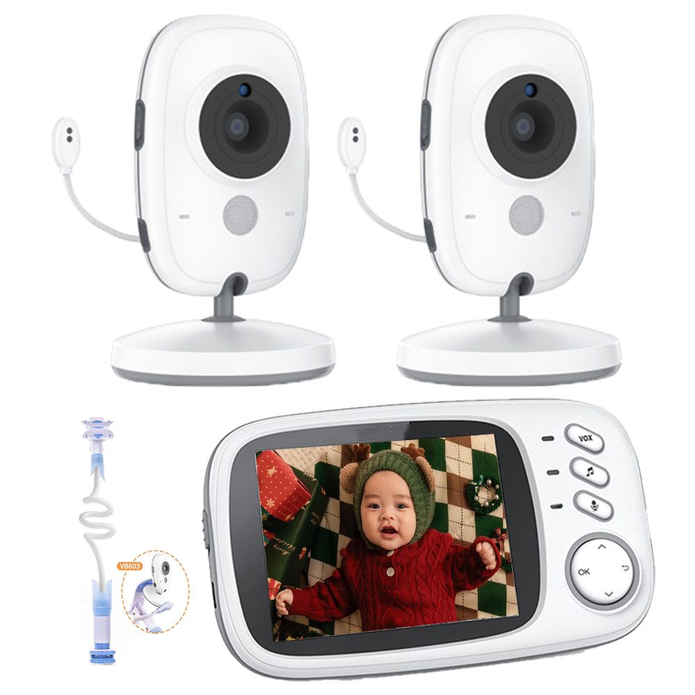 Babyphone Baby Monitor mit 2 Kameras und Audio 3,2'' Bildschirm mit Halterung