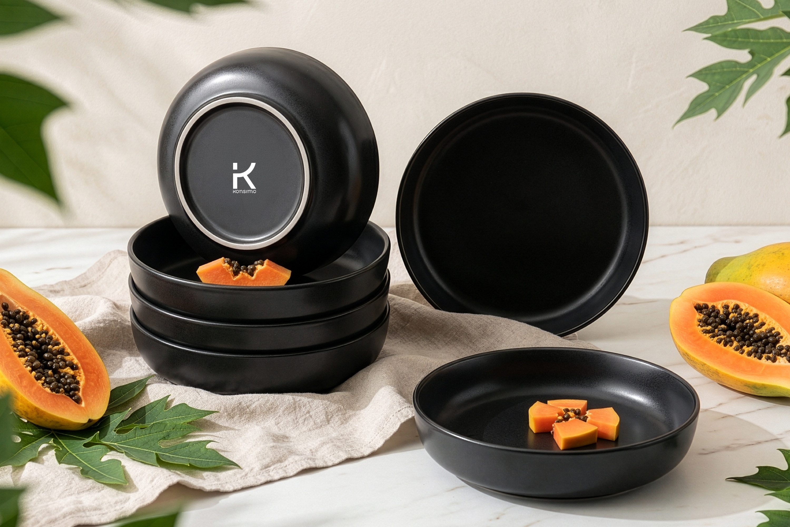 KONSIMO® Teller-Set VICTO Tafelservice hergestellt in der EU (6-tlg), 6 Personen, Steingut, spülmaschinengeeignet, mikrowellengeeignet, 6x Suppenteller