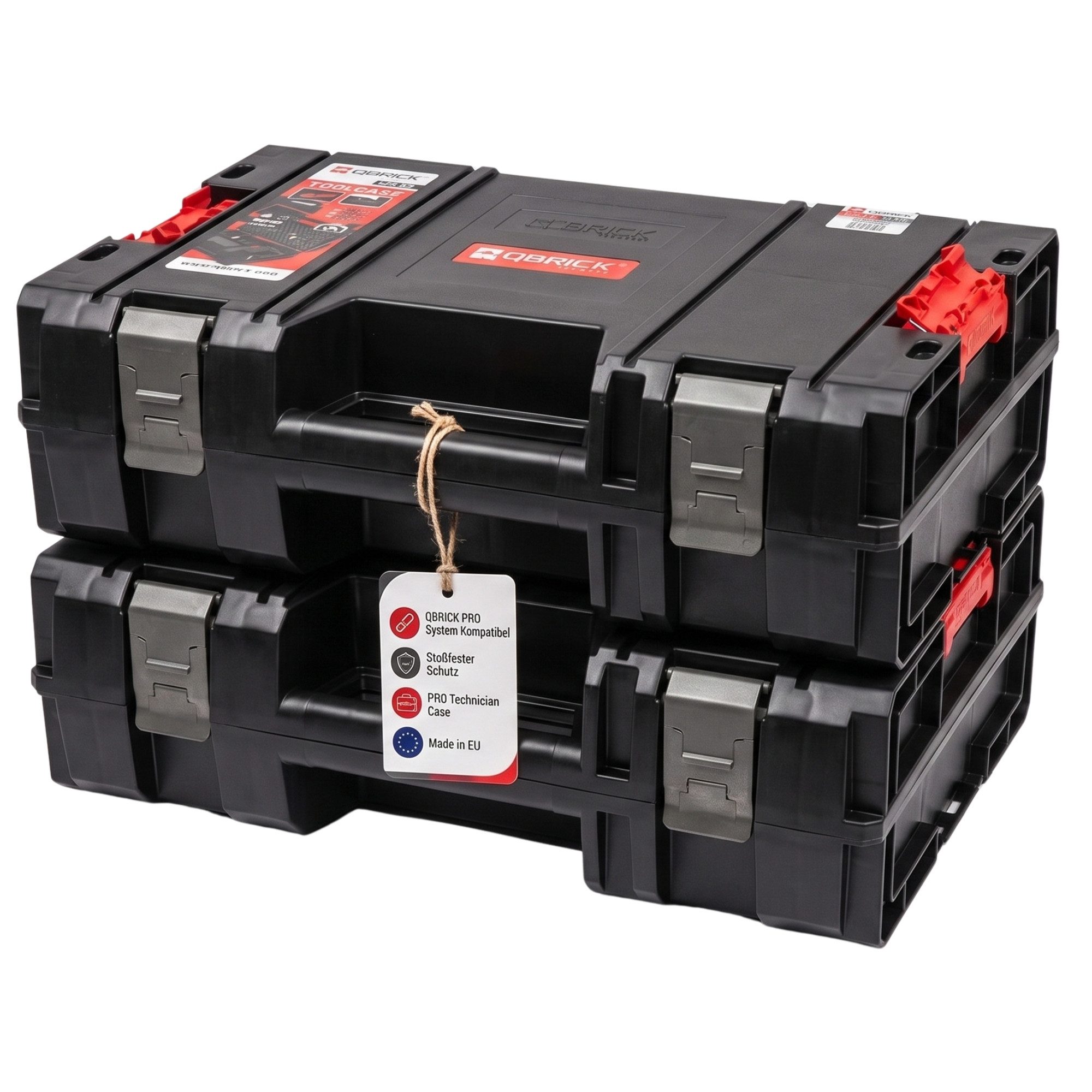 BigDean Werkzeugkoffer Qbrick System Pro Maschinenkoffer mit Polsterung (2 St), Modular erweiterbar, Stoßfest, Systemverbinder