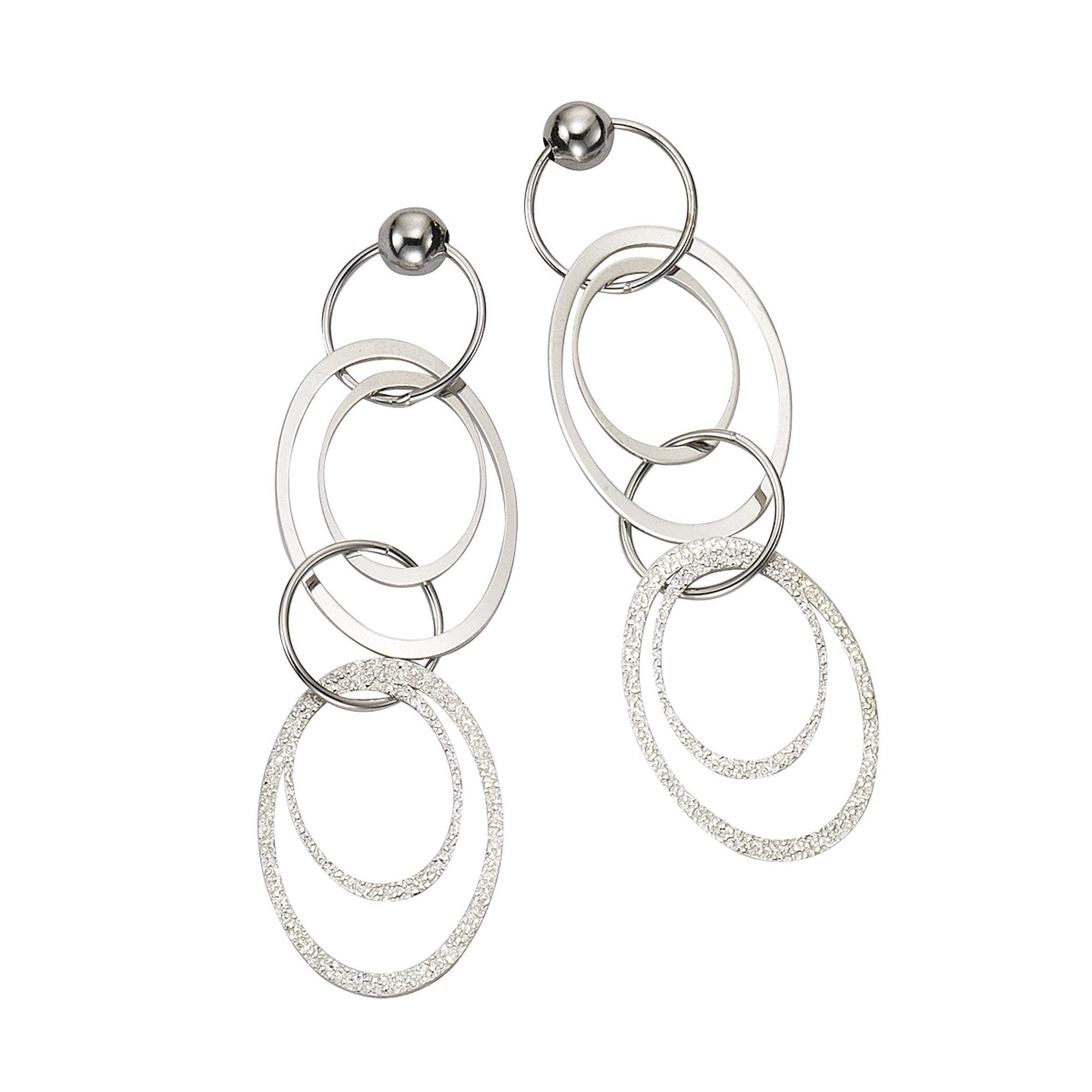 Paar Ohrhänger Silber 925 rhodiniert aus Ringen 6cm lang