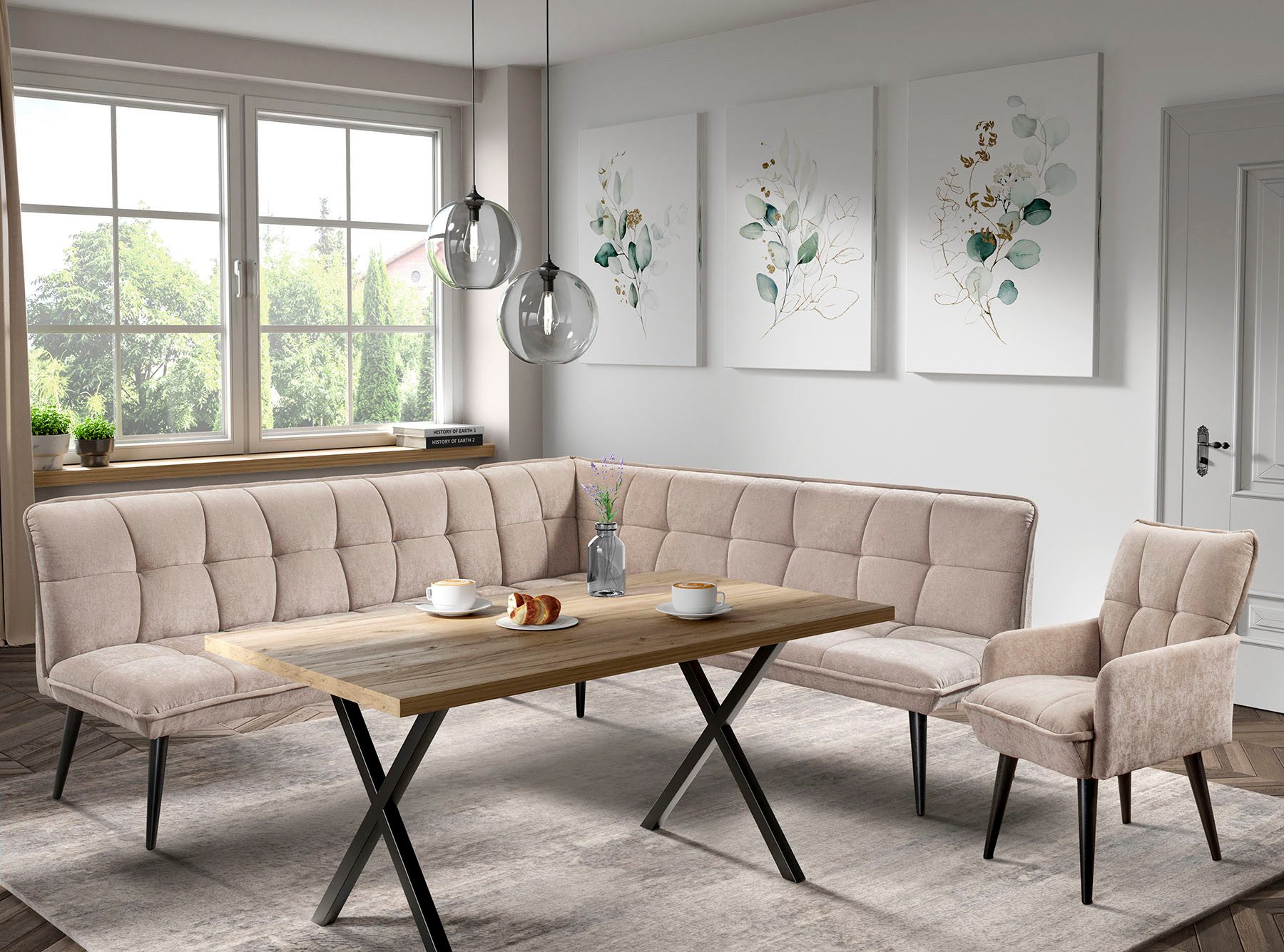 exxpo - sofa fashion Essbank Mocca Essbank, Sitzbank, hoher Sitzkomfort, bequem und elegant, hochwertige Detailverarbeitung
