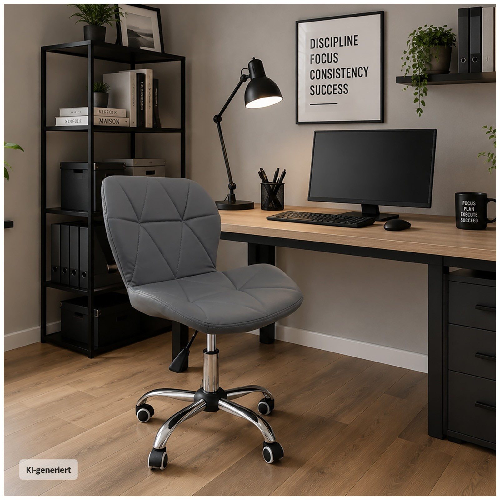 HTI-Living Drehstuhl Drehstuhl Neville mit Kunstlederbezug, höhenverstellbar Grau (1 Stück), Ergonomisch, Höhenverstellbar
