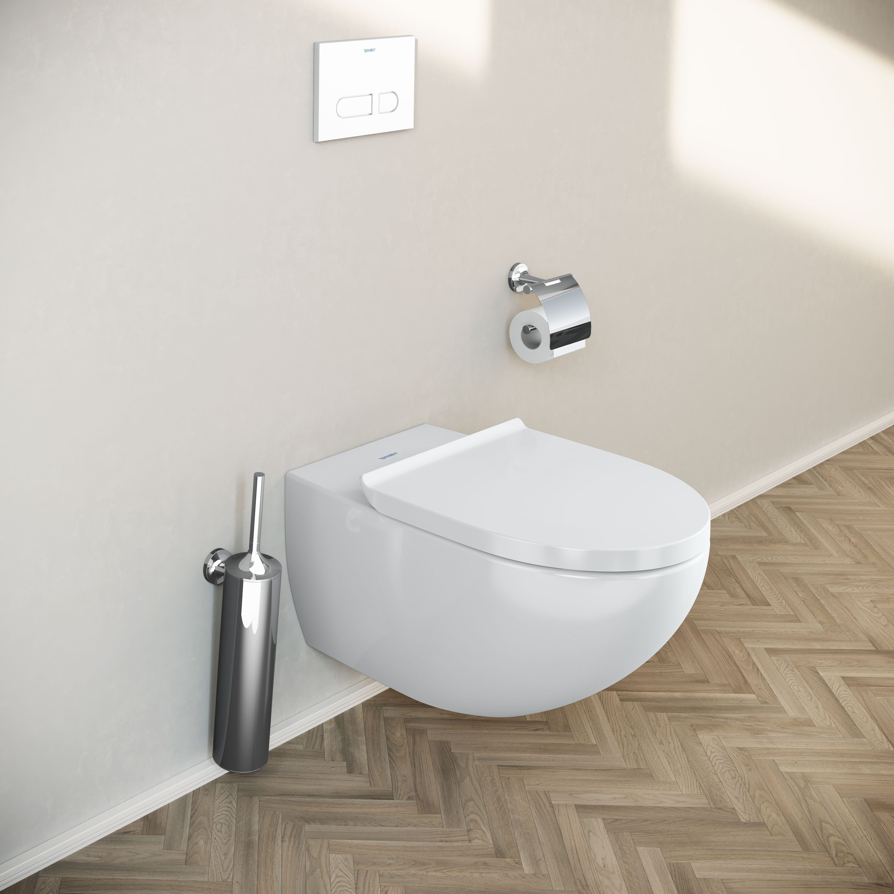 Duravit Tiefspül-WC DuraVento, Wandhängend, Wand-WC Set DuraVento Weiß glänzend Spülrandlos Softclose