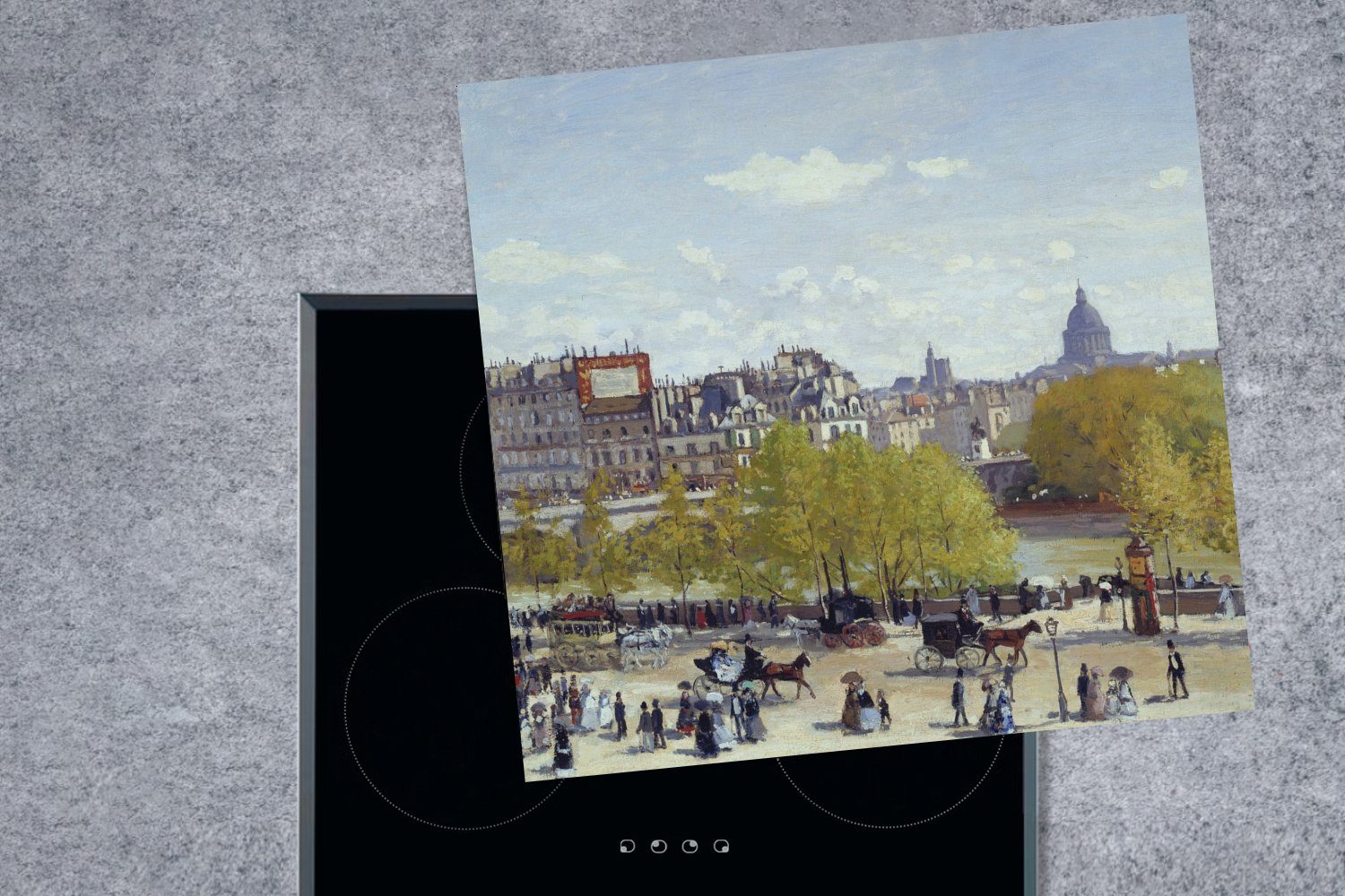 MuchoWow Herdblende-/Abdeckplatte Quai du Louvre tlg), cm, küche Vinyl, (1 Ceranfeldabdeckung, Meister, 78x78 - - Claude Arbeitsplatte Alte Monet für