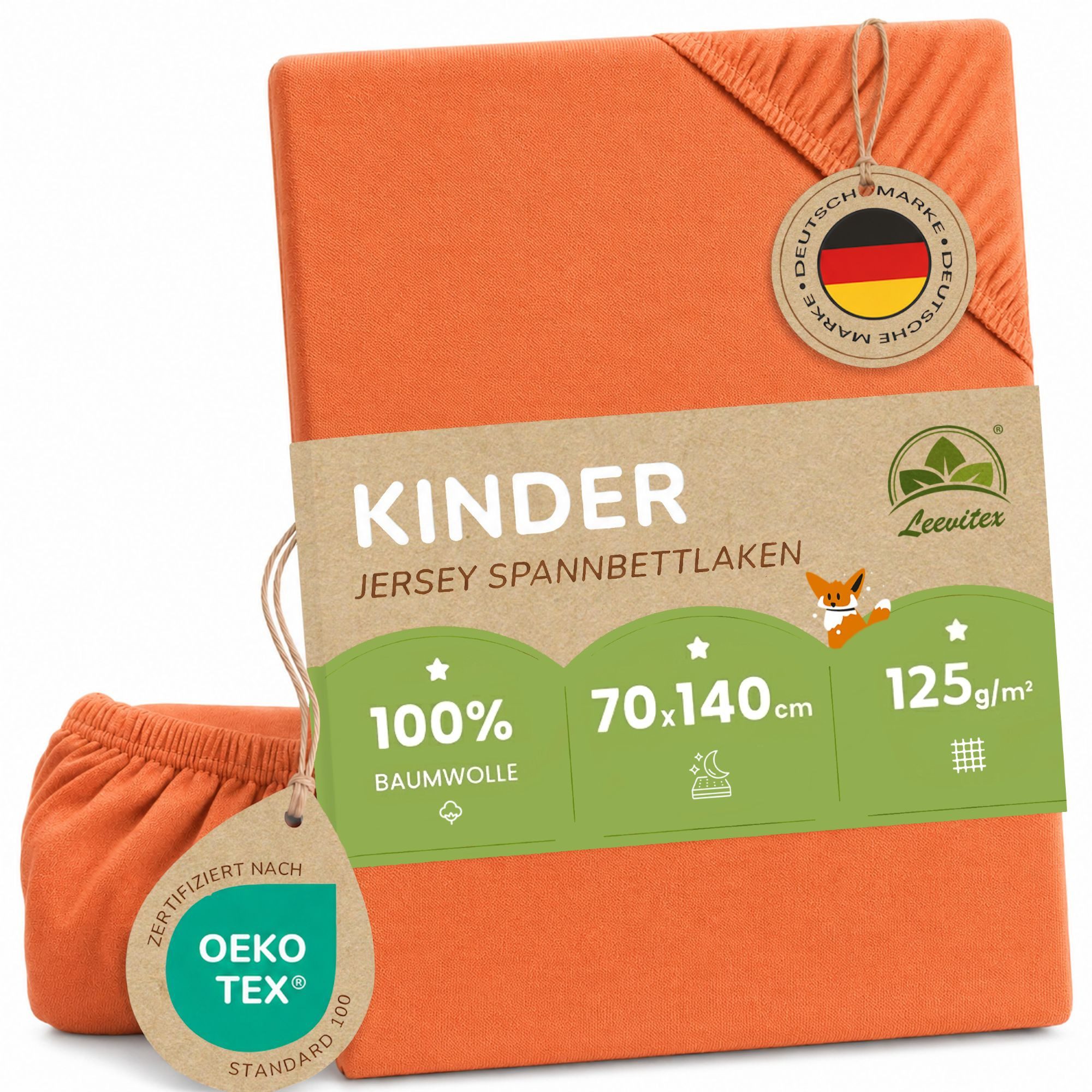 leevitex® Spannbettlaken in verschiedenen Größen und Farben, Jersey aus 100% Baumwolle, Jersey, Gummizug: rundum, (1 Stück), für Kinder- & Standardmatratzen, OEKO-TEX® STANDARD 100 zertifiziert