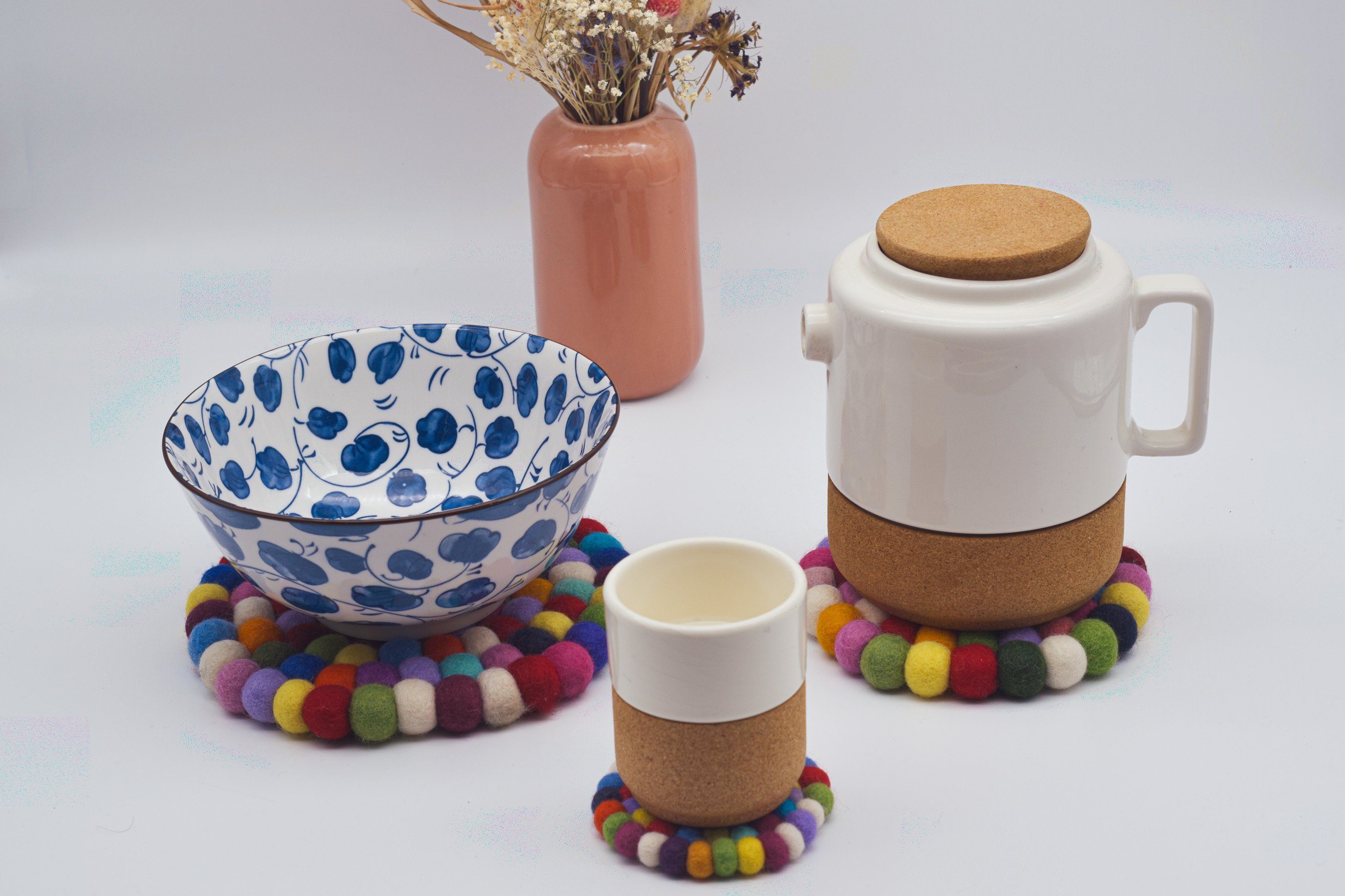 Aurelie Topfuntersetzer Bunter Filzuntersetzer, Filzkugeluntersetzer, rund, Zubehör für Blumentöpfe, Töpfe, Pfannen, Becher, In verschiedenen Größen erhältlich