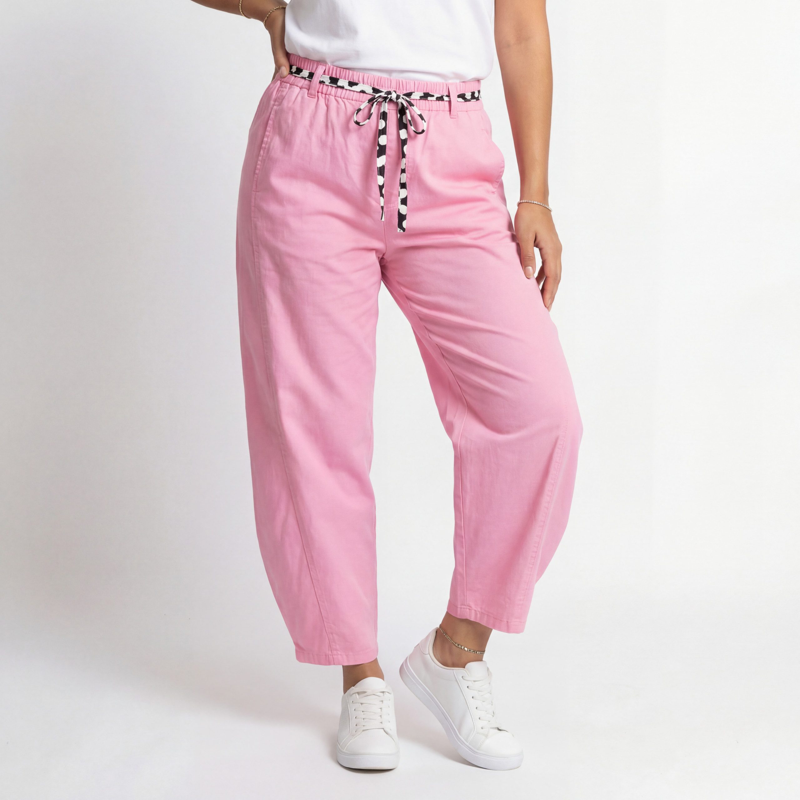 OriginalYou Schlupfhose Damen Sommerhose Baumwolle Freizeithose Barrel Fit Elastikbund mit elastischem Bund, erhältlich in Größe 36/38