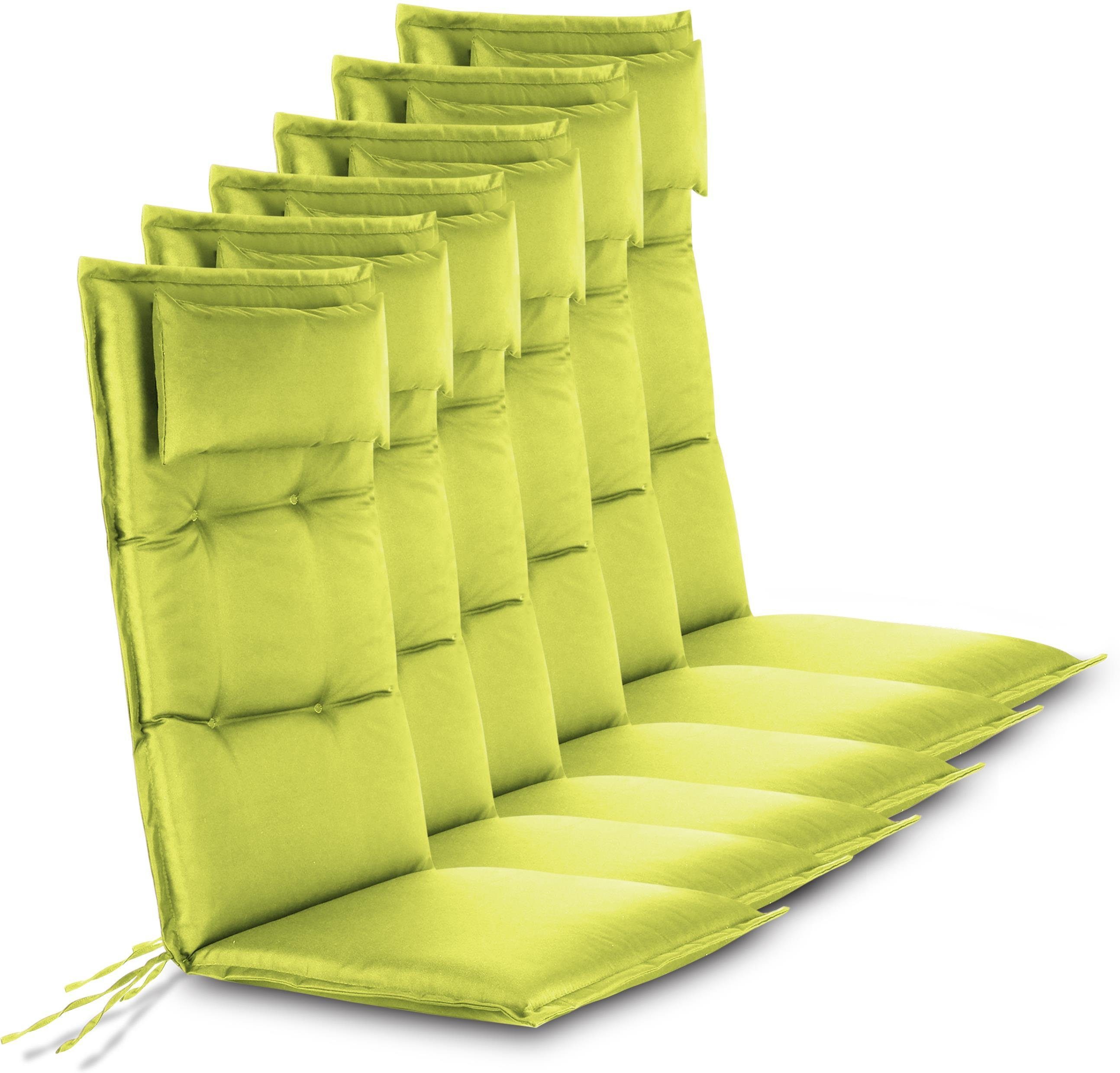 Aspero Hochlehnerauflage 6 Premium Hochlehner Stuhlauflagen, (Set), Wasserdicht