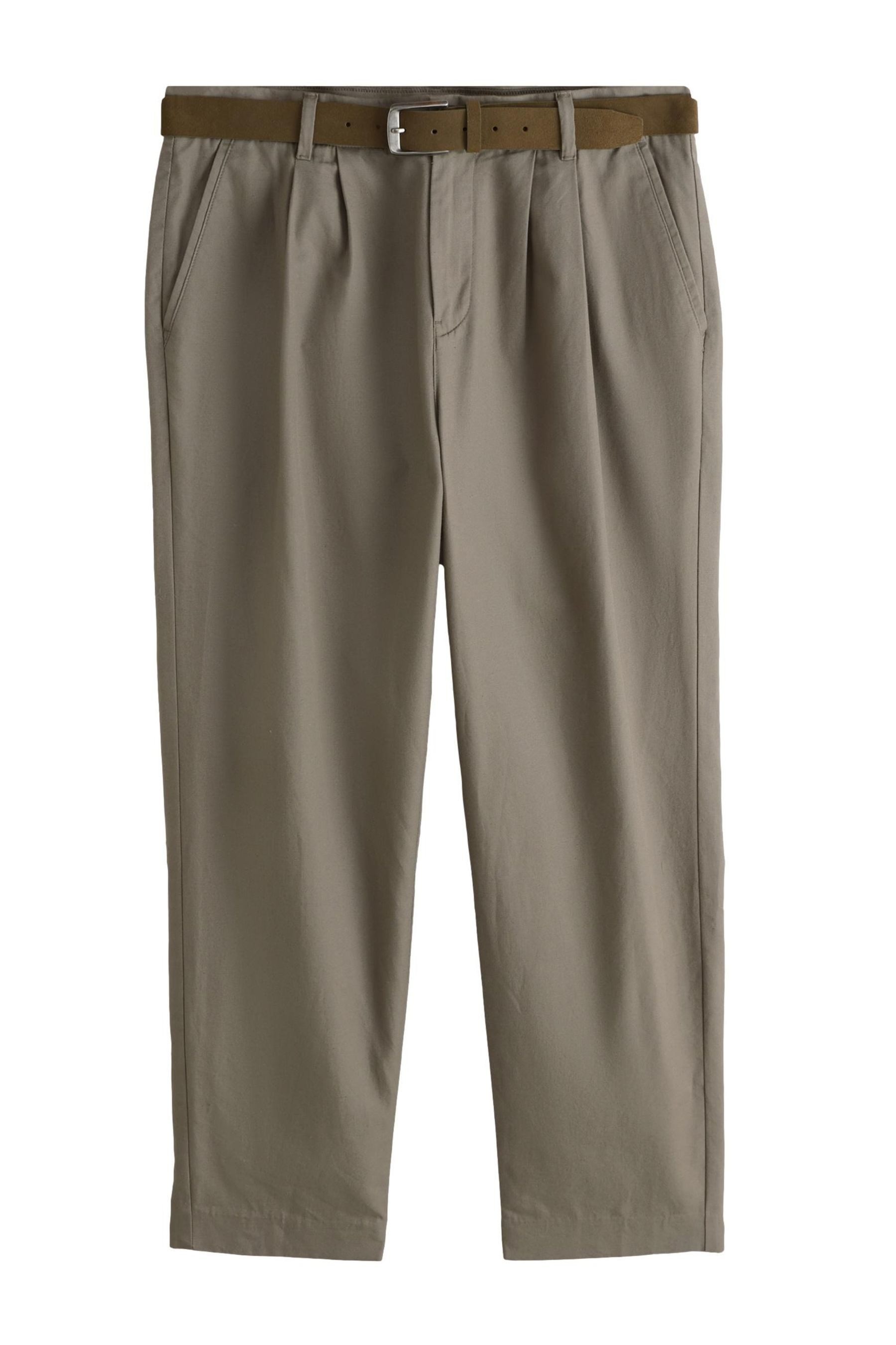 Next Stoffhose Relaxed Fit Hose mit konischem Bein + Ledergürtel (2-tlg)
