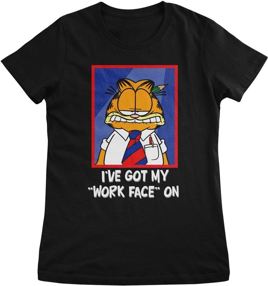 Garfield T-Shirt I've Got My "Work Face" On Girly Tee