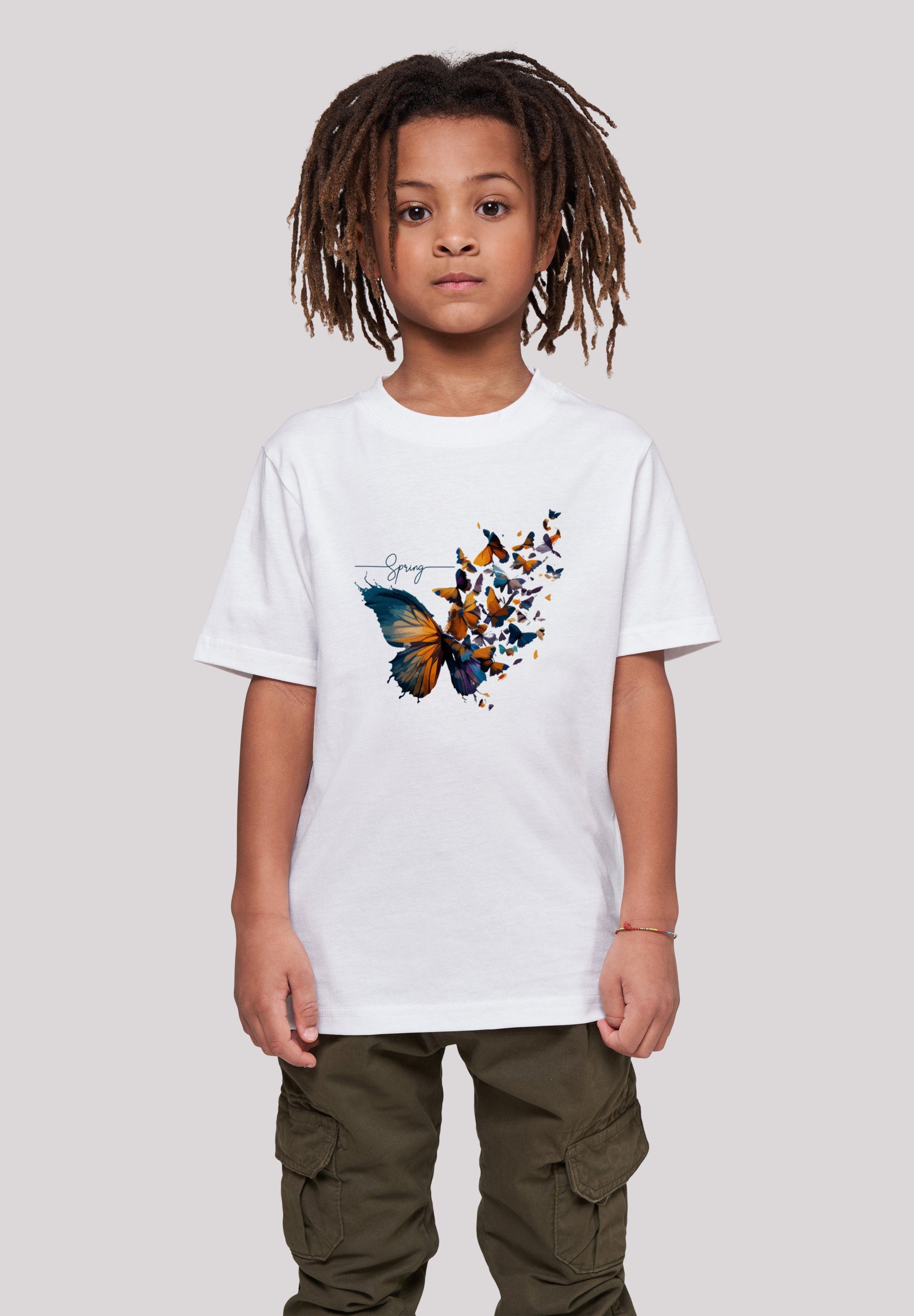 Tee F4NT4STIC Frühling T-Shirt Unisex Schmetterling Print weiß