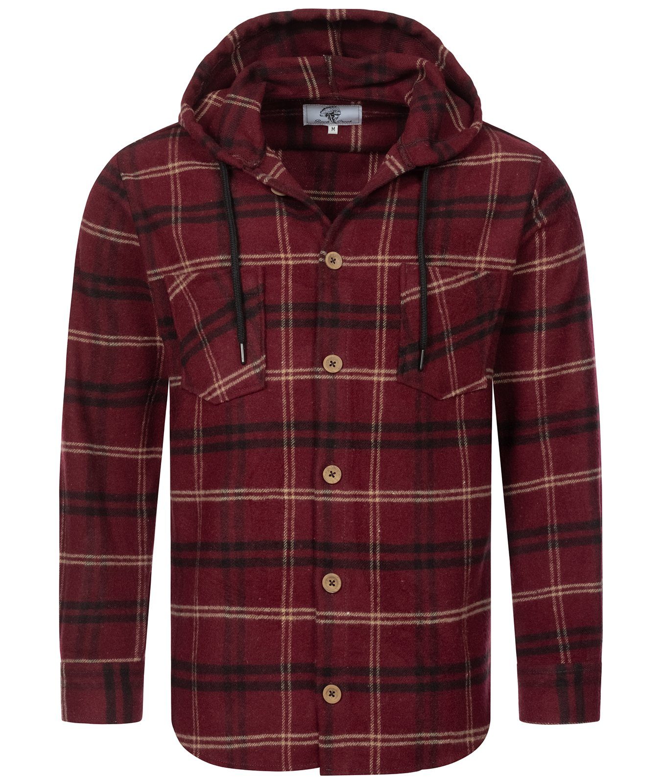 Flanellhemd Herren Hemd Flanellhemd mit Kapuze H-334