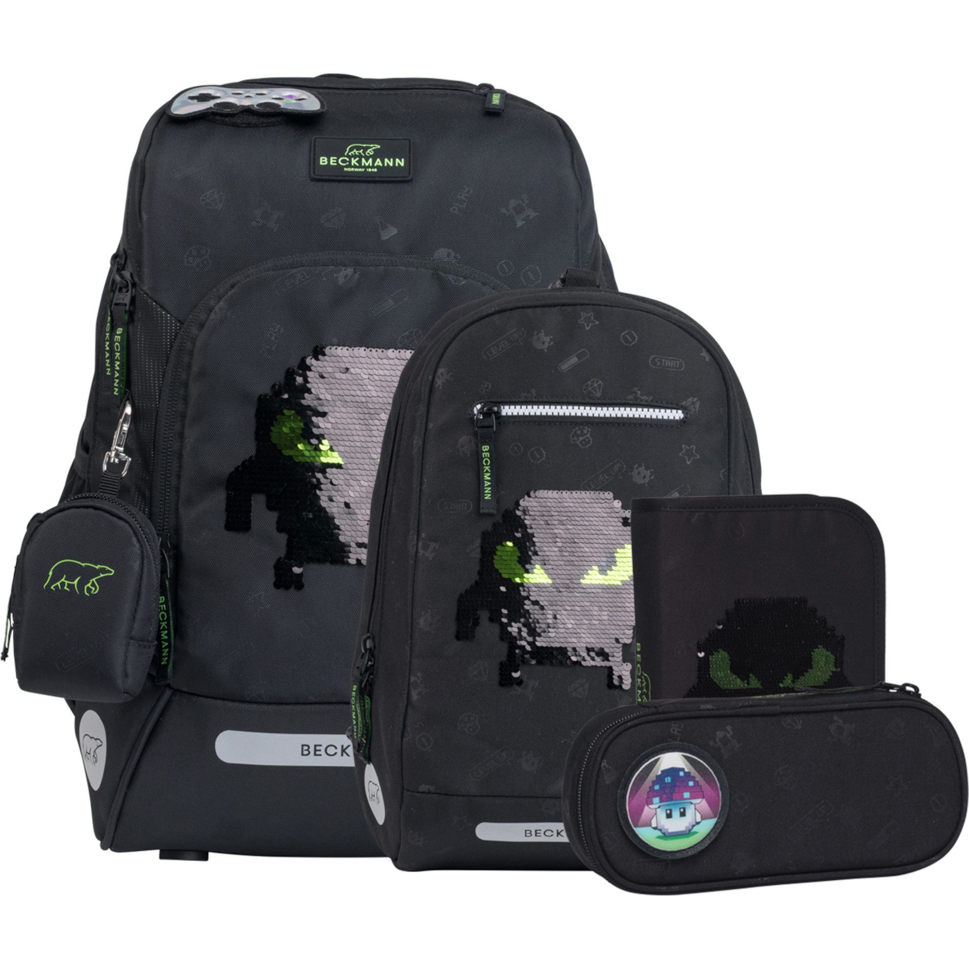 Beckmann Schulranzen Beckmann Active Air FLX - 6-tlg. Set - Pixel
