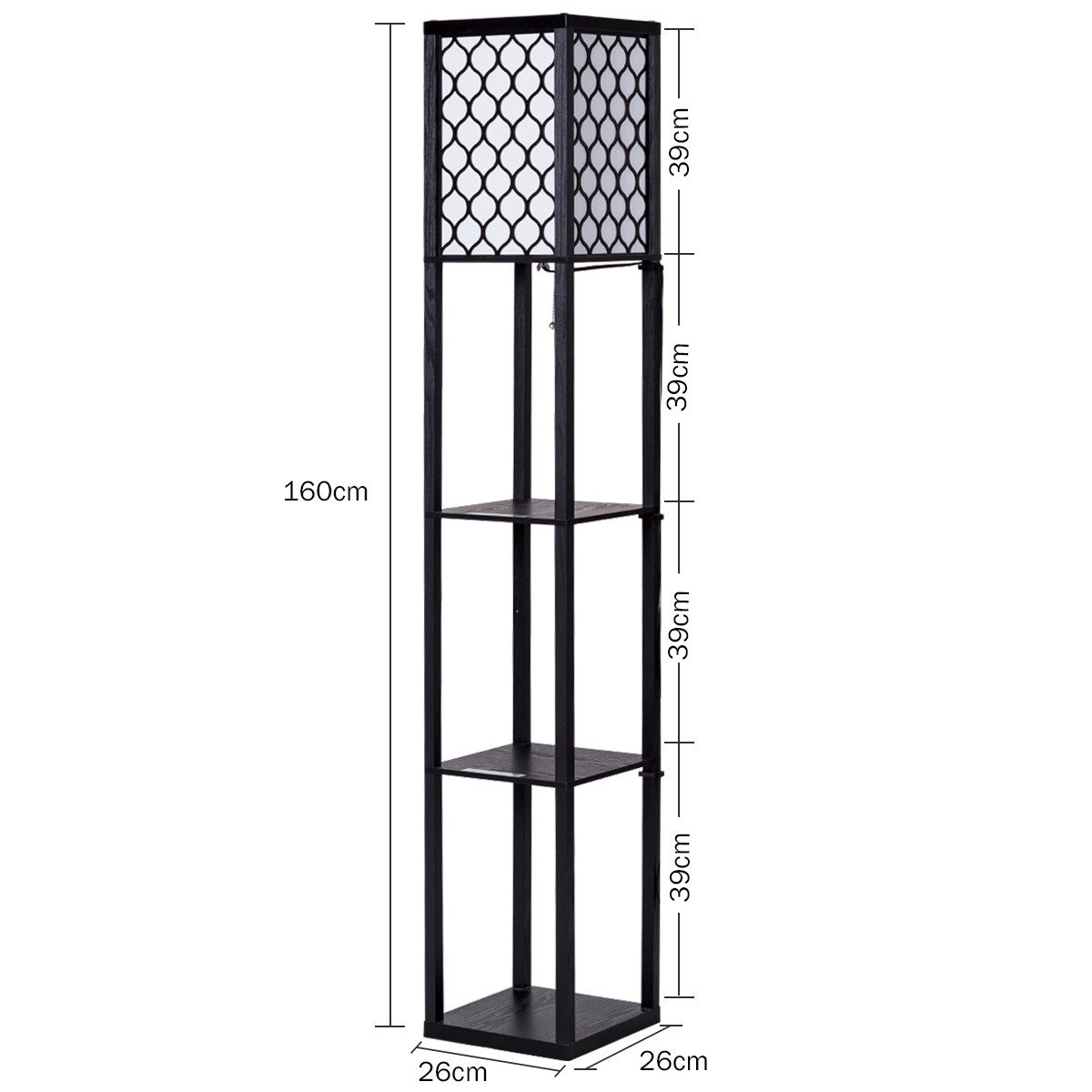 COSTWAY Stehlampe, ohne Leuchtmittel, Warmweiß, Regal, mit 3-Ebenen