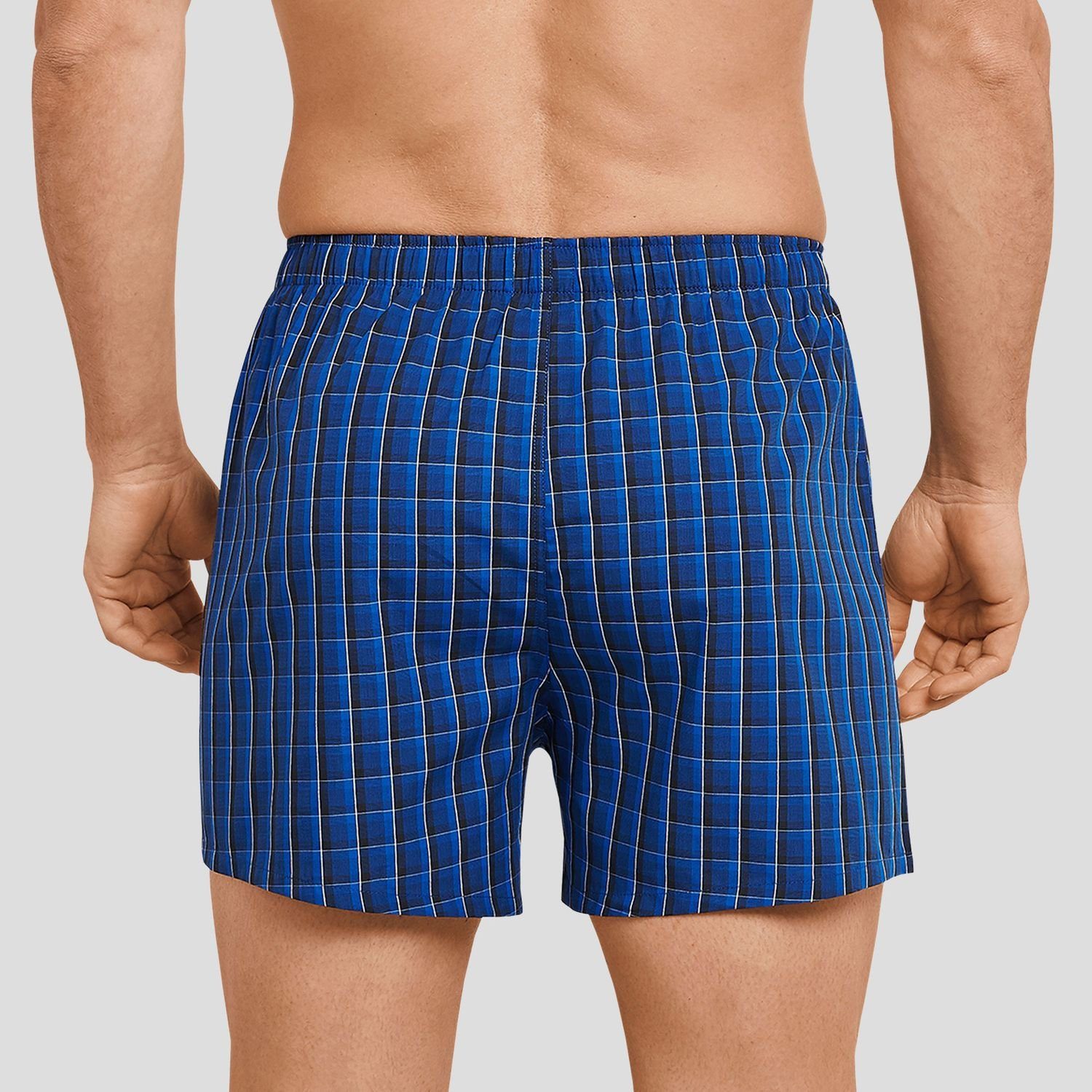 Schiesser Boxershorts 4er (4-St) Webboxer funktionaler mit Essentials Pack im Knopfleiste Blau