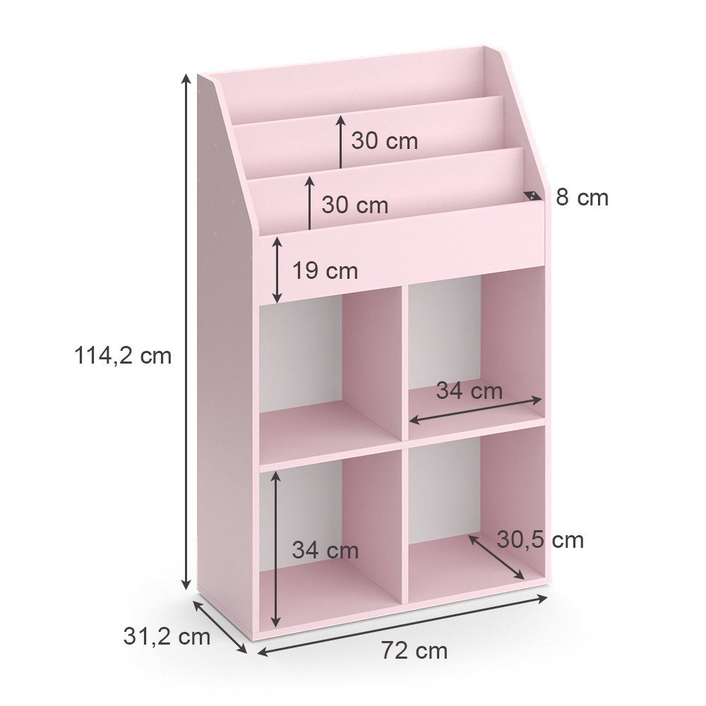 Vicco Bücherregal Luigi, Rosa, 72 x 114.2 cm ohne Faltboxen, 1-tlg.