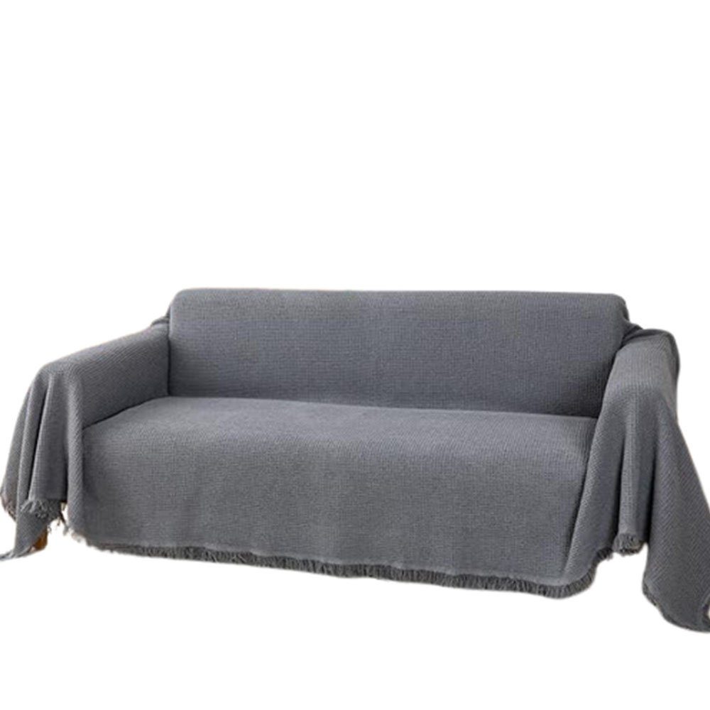 Sofaschoner Sofa überwurfdecke Waffel Tagesdecke 180*300 mit Quasten FELIXLEO