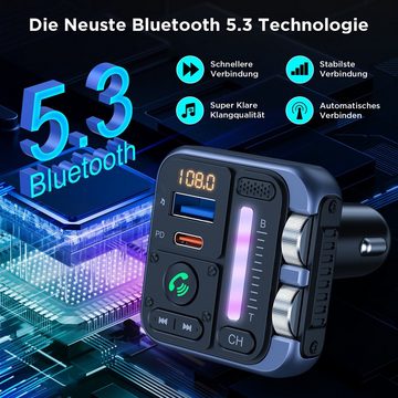 Novostella Zealife Bluetooth FM Transmitter QC 3.0 30W PD Bluetooth-Adapter USB-C, Standard-USB zu USB-C, Standard-USB, USB QC 3.0 & 30W PD