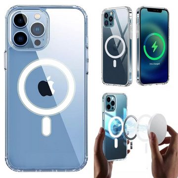 Numerva Smartphone-Hülle Silikon Case für Apple iPhone 12 Pro Max, Transparente Schutzhülle Bumper Case MagSafe kompatibel