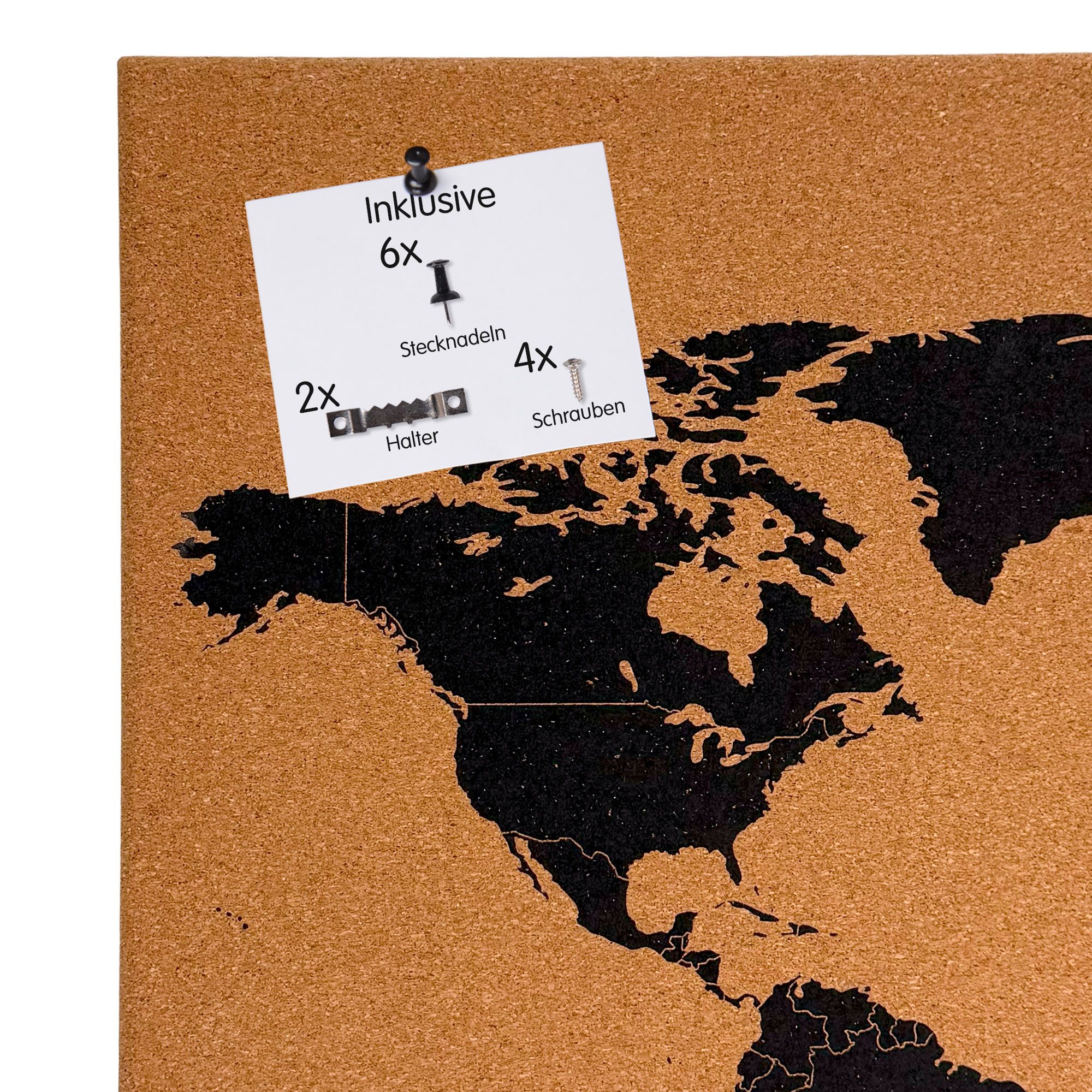 UNUS HOME Wanddekoobjekt Kork Wandbild Weltkarte 61x41 cm Pinnwand aus Natu günstig online kaufen