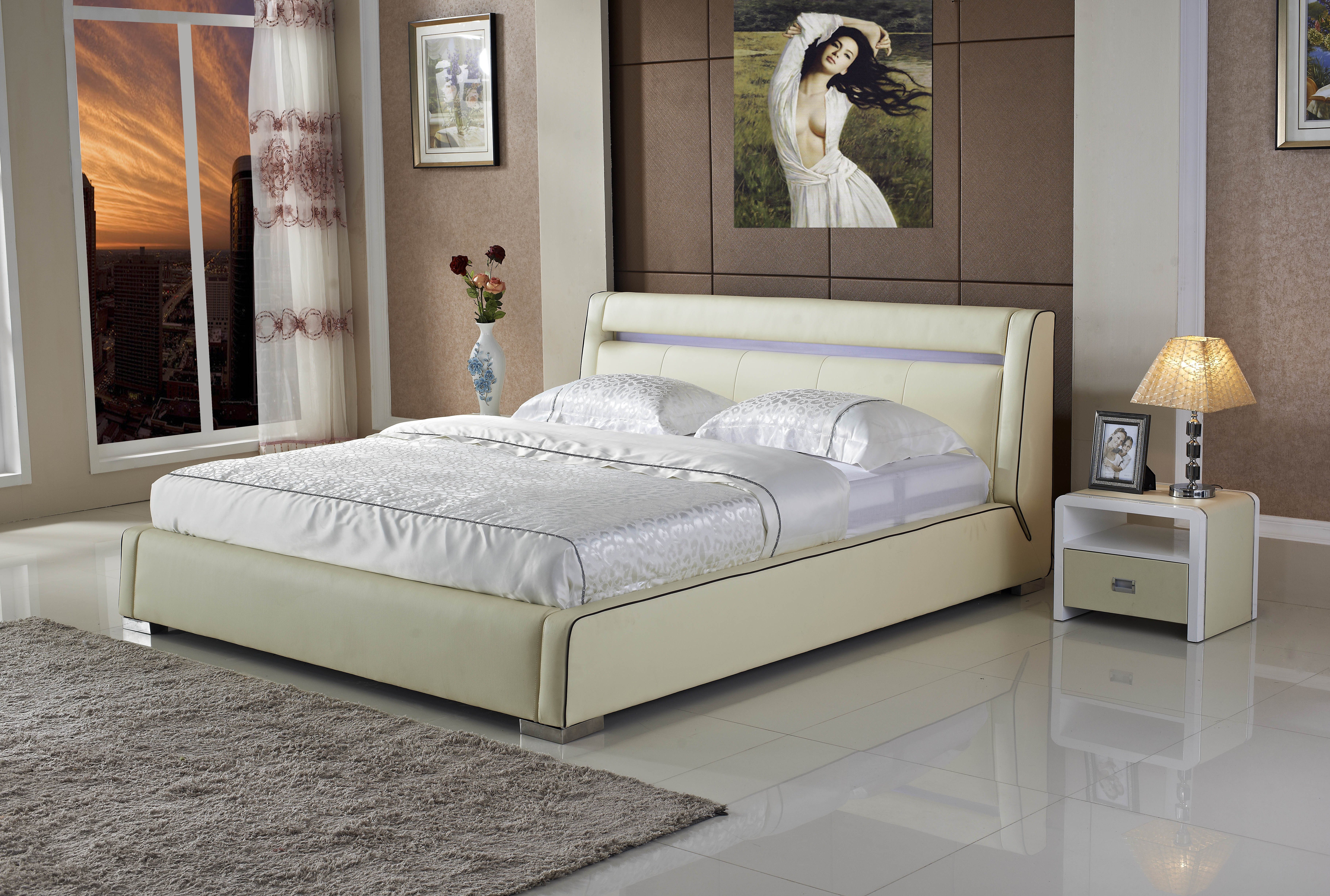 Xlmoebel Polsterbett Luxus Doppelbett aus Leder für modernes Schlafzimmer (1-tlg), Made in Europa