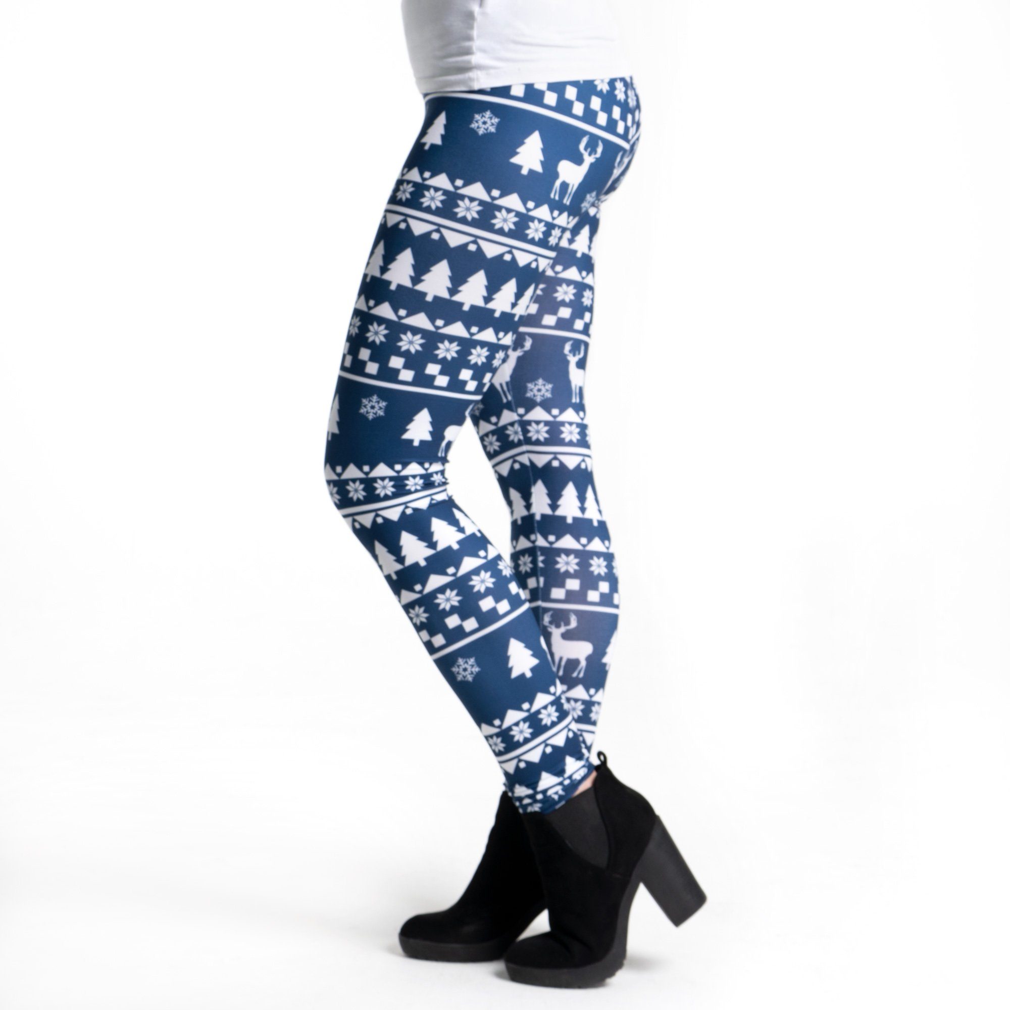 cosey Leggings Christmas-Line Leggings in verschiedenen Motiven (Einheitsgröße XS-L) Blue Christmas