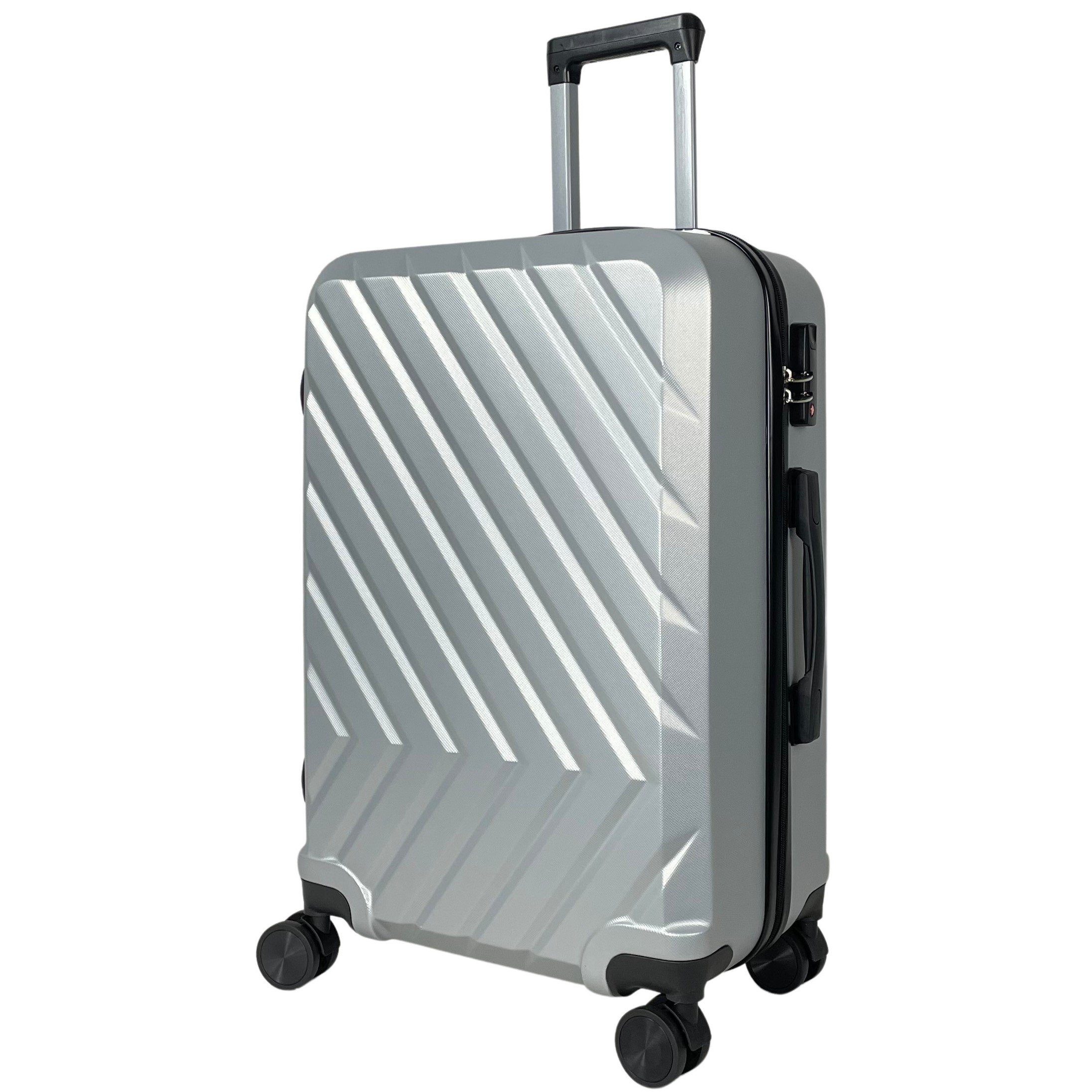 MTB Koffer Hartschalenkoffer ABS Reisekoffer (Handgepäck-Mittel-Groß-Set) Silber
