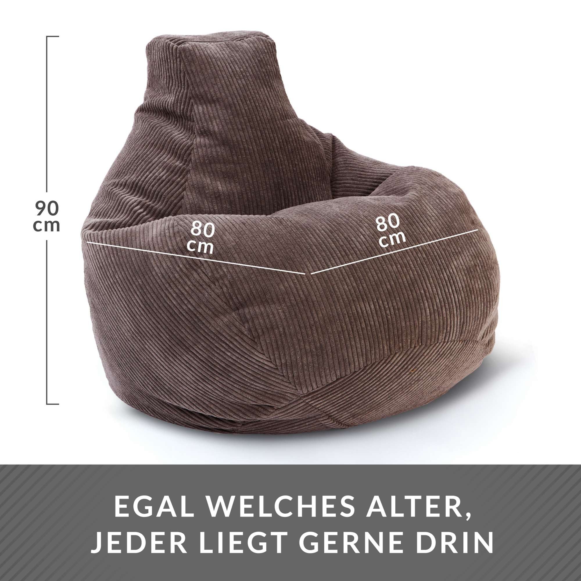 Green Bean Sitzsack Sitzsack Cozy Cord mit Rückenlehne (Indoor, waschbarer Bezug), Bean Bag Bodenkissen Lounge Sitzhocker Relax-Sessel Gamer Gamingstuhl – Bild 4 von 5
