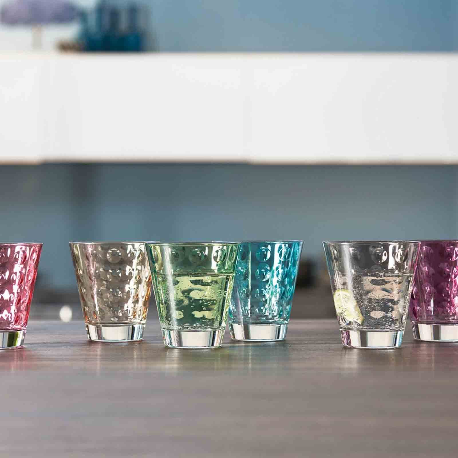 Gläser-Set OPTIC Trinkglas klein 0,14l bunt sortiert 6er Set, 6-tlg., Glas