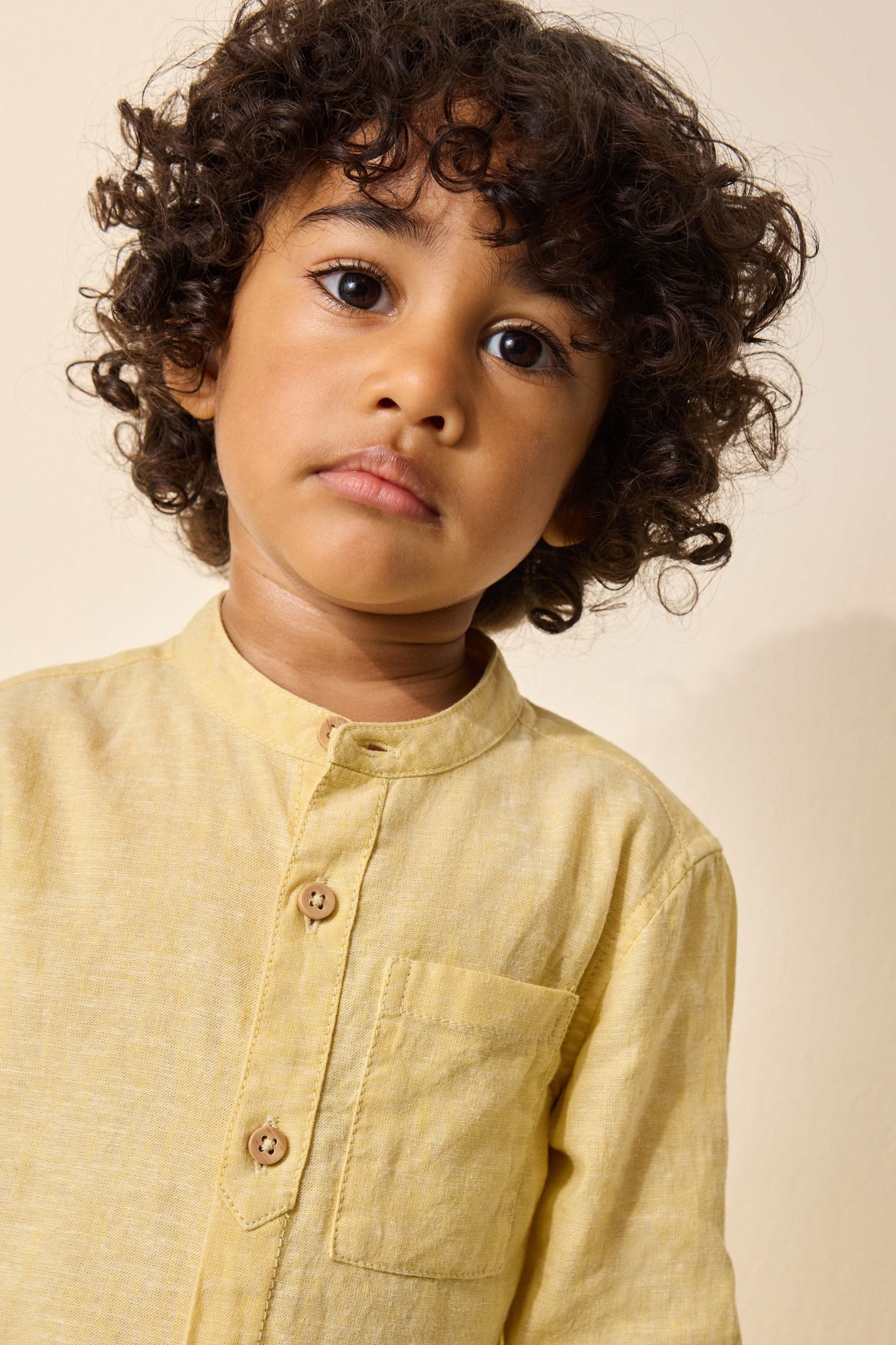 Next Jeanshemd Hemd aus Leinenmischgewebe mit Grandadkragen (1-tlg)