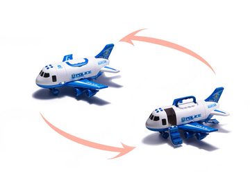 LA CUTE Spielzeug-Flugzeug Flugzeugtransporter-Set: Hoch in die Lüfte für spannende Einsätze, (Set, Feuerwehr/-Polizei Flugzeug), Flugzeugtransporter: Realistisches Design, interaktive Soundeffekte