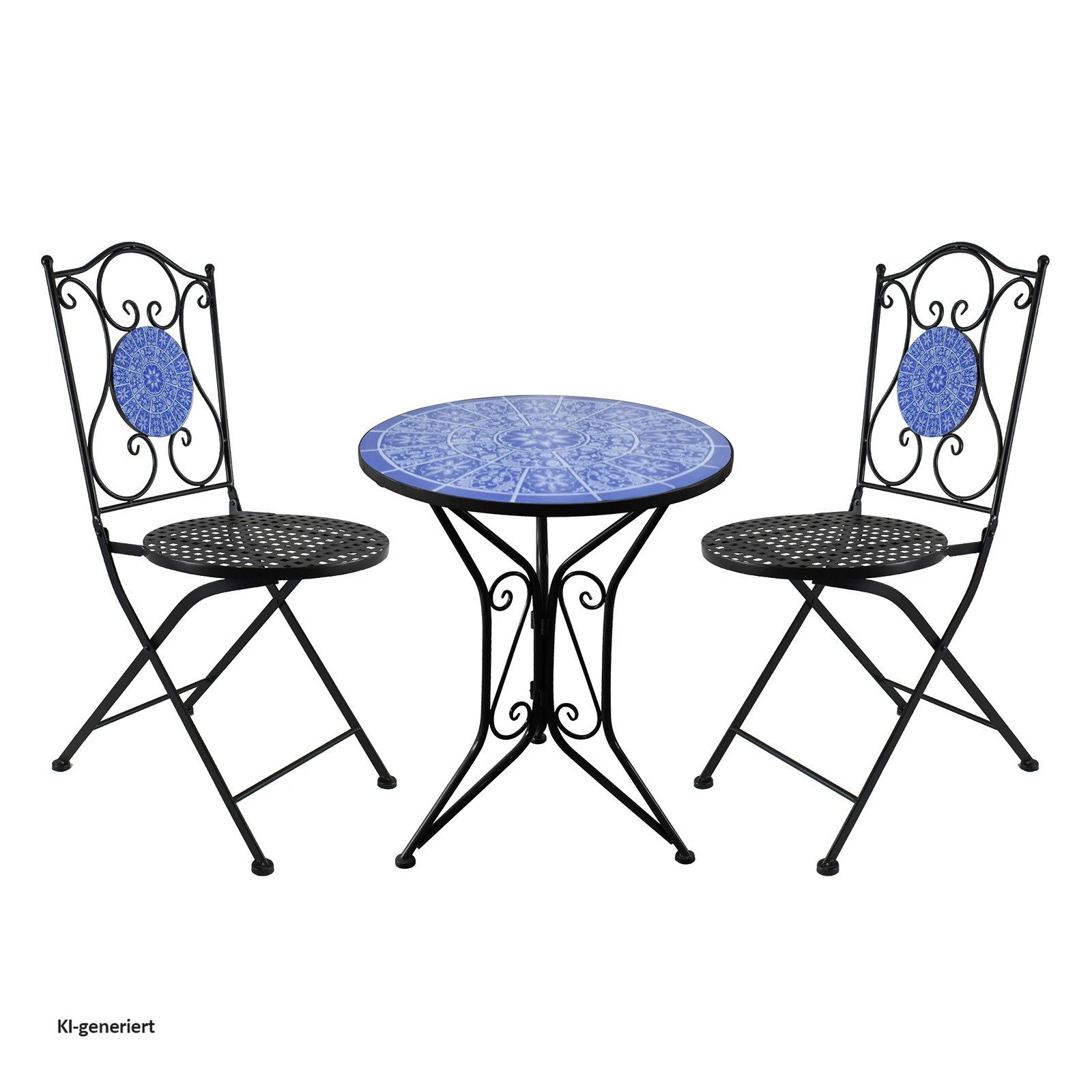 HTI-Living Garten-Essgruppe Sitzgruppe Metall Bistro Set mit Motiv Mosaik für Balkon und Terrasse, (Set, 3-tlg., 1 Tisch 2 Stühle), Sitzgruppe Essgruppe Balkons – Bild 2 von 5